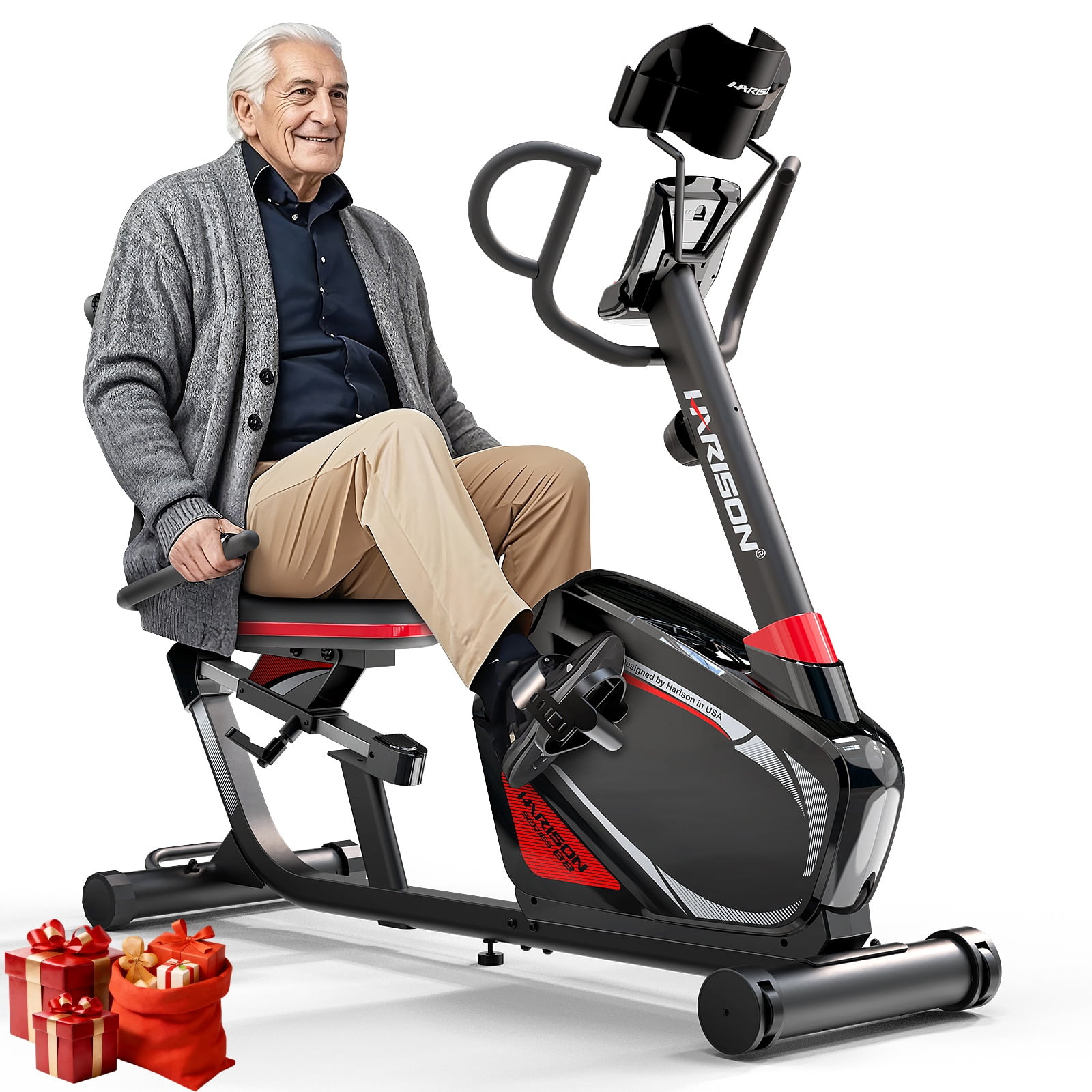 HARISON Recumbent Exercise Bike for Home with Smart Bluetooth App & 2 in 1 LCD, Magnetic Recumbent bike for Adult and Seniors 400 lbs Capacity