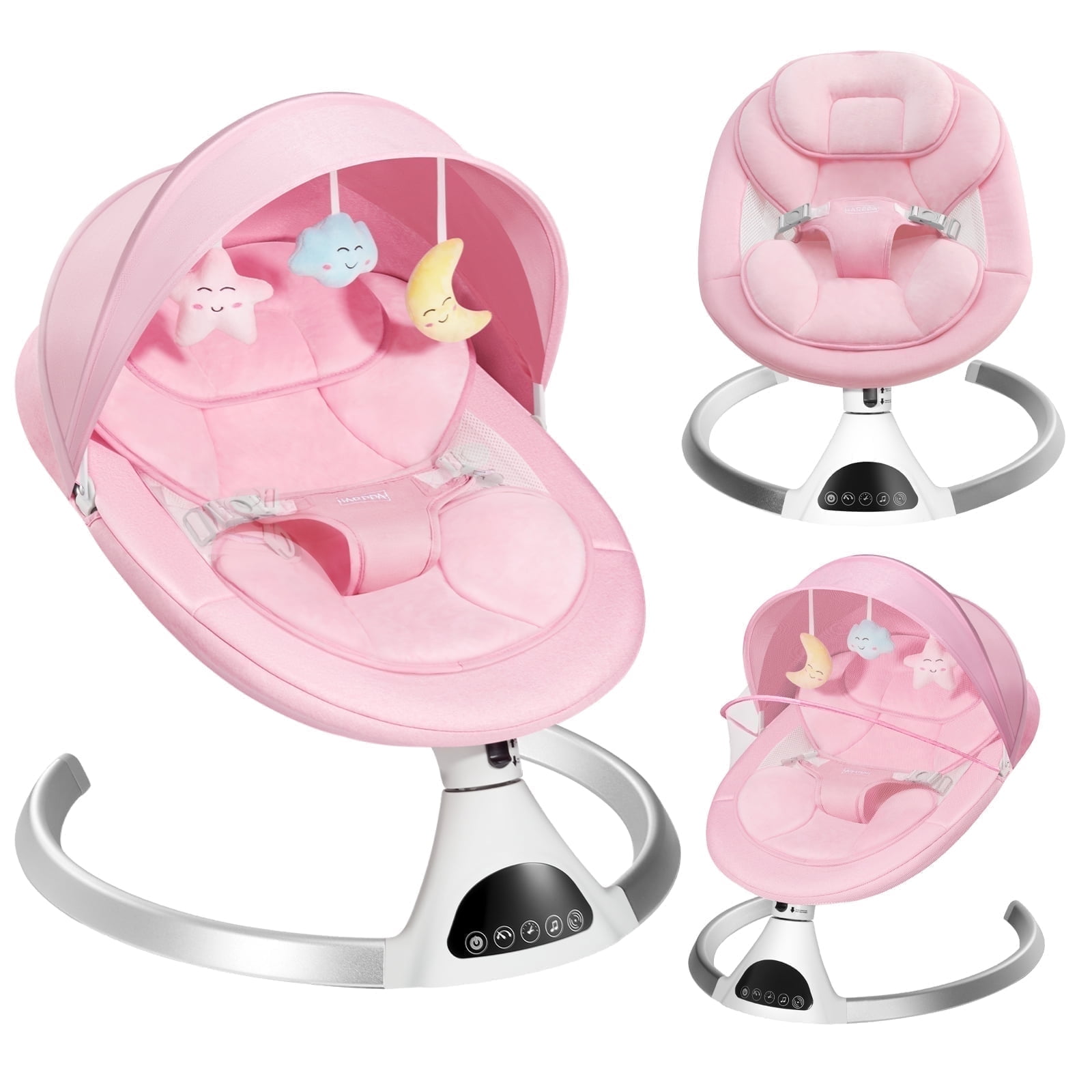 HARPPA Electric Baby Swing for Infants with Remote Control, 5 Sway Speed, Pink
