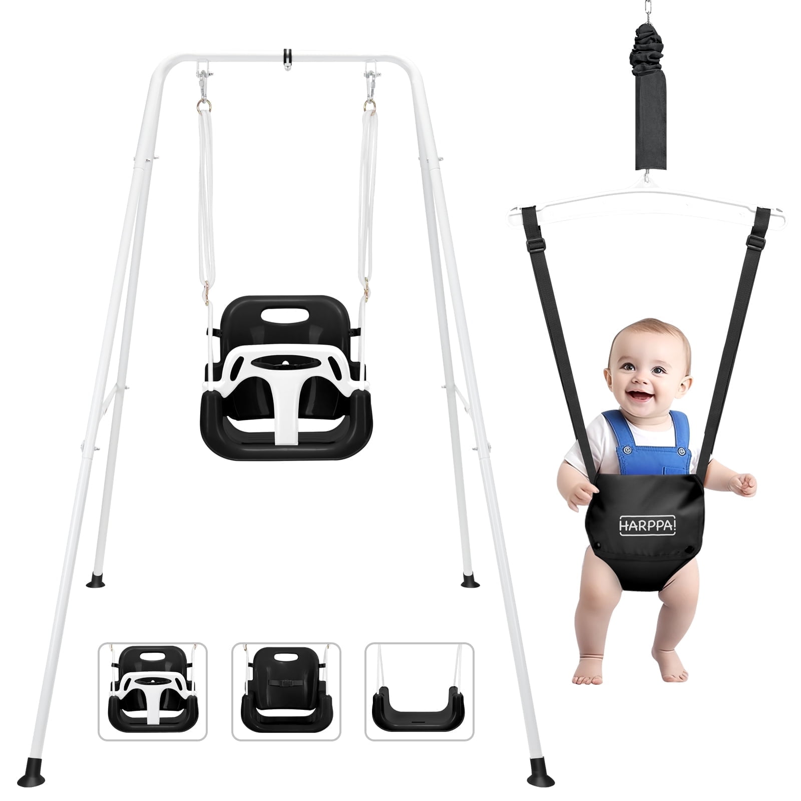 HARPPA 2-in-1 Toddler Swing Set and Baby Jumper with Stand for Indoor & Outdoor Fun, Ages 1-5 Years