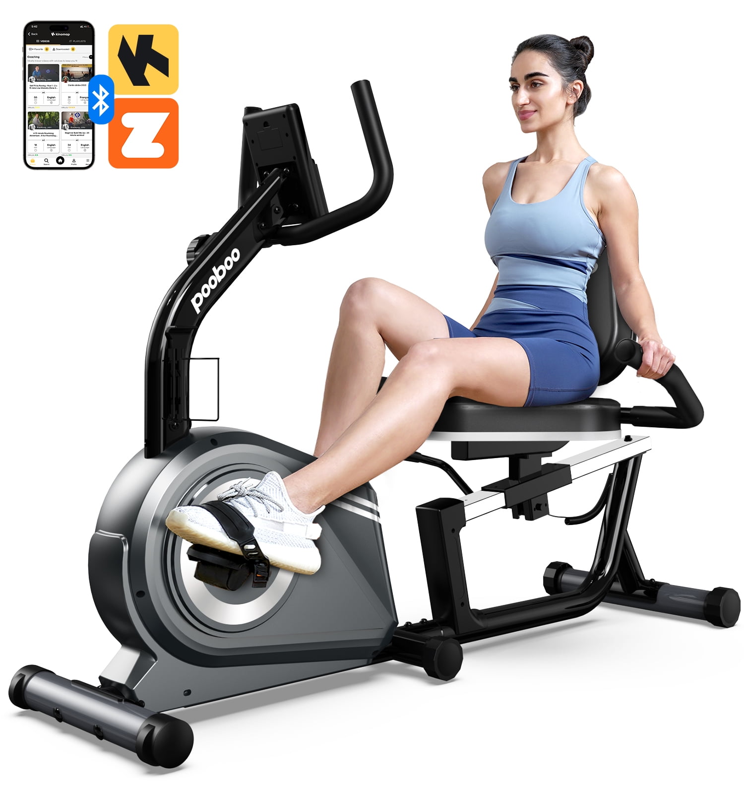 HASIMAN Indoor Recumbent Exercise Bike Magnetic Resistance Workout Bike Sit Down Stationary Bicycle with Adjustable Seat & Luminous Monitor for Gym Seniors Adults 350LBS