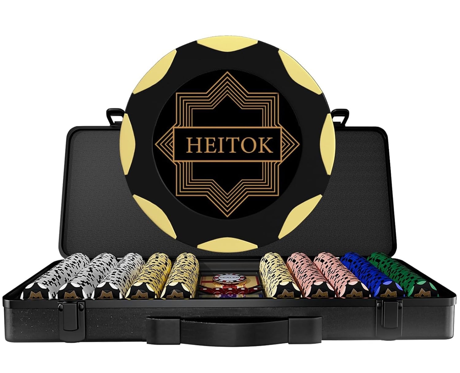 HEITOK Premium Clay Poker Chip Set with 500PCS 14g Professional Blank Chips for Texas Hold’em & Blackjack