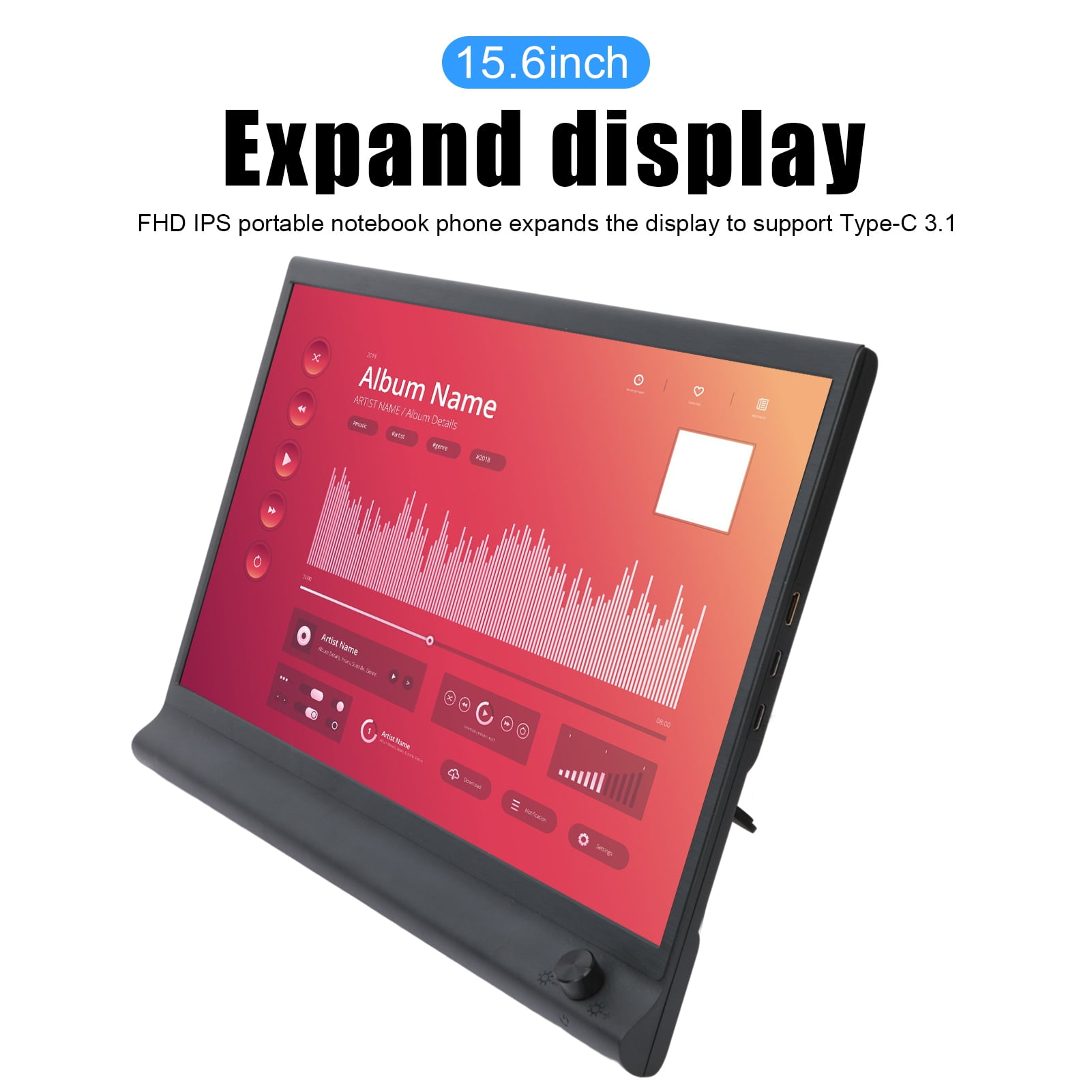 HEVIRGO 15.6-inch FHD IPS Laptop Expansion Screen Extender with Holder, 1080P High Clarity Portable Monitor Secondary Display for School Work Entertainment
