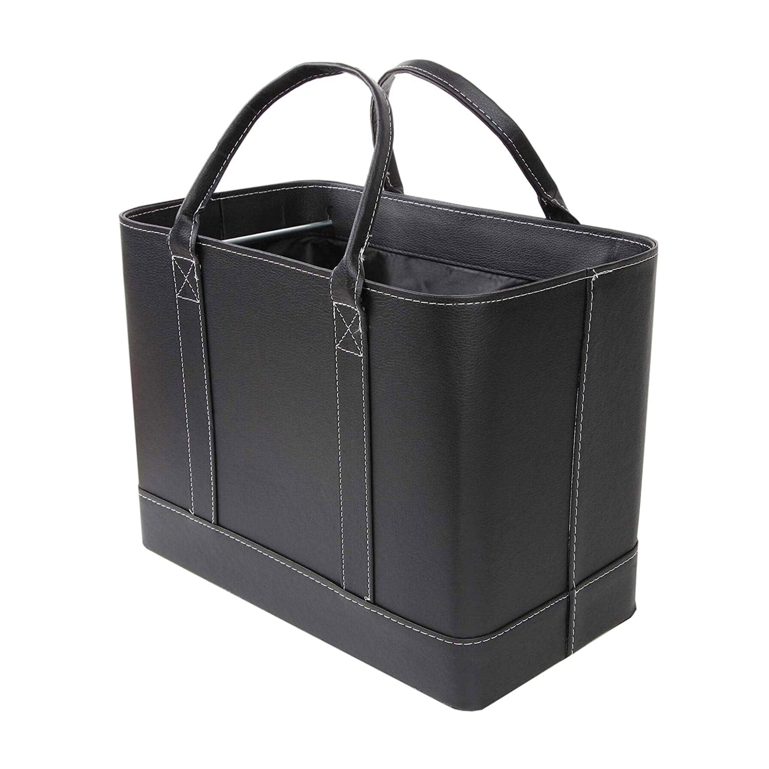 HOME DISTRICT Chic File Organizer Tote - Important Document Organizer Bag, Portable File Box with Handle, Black