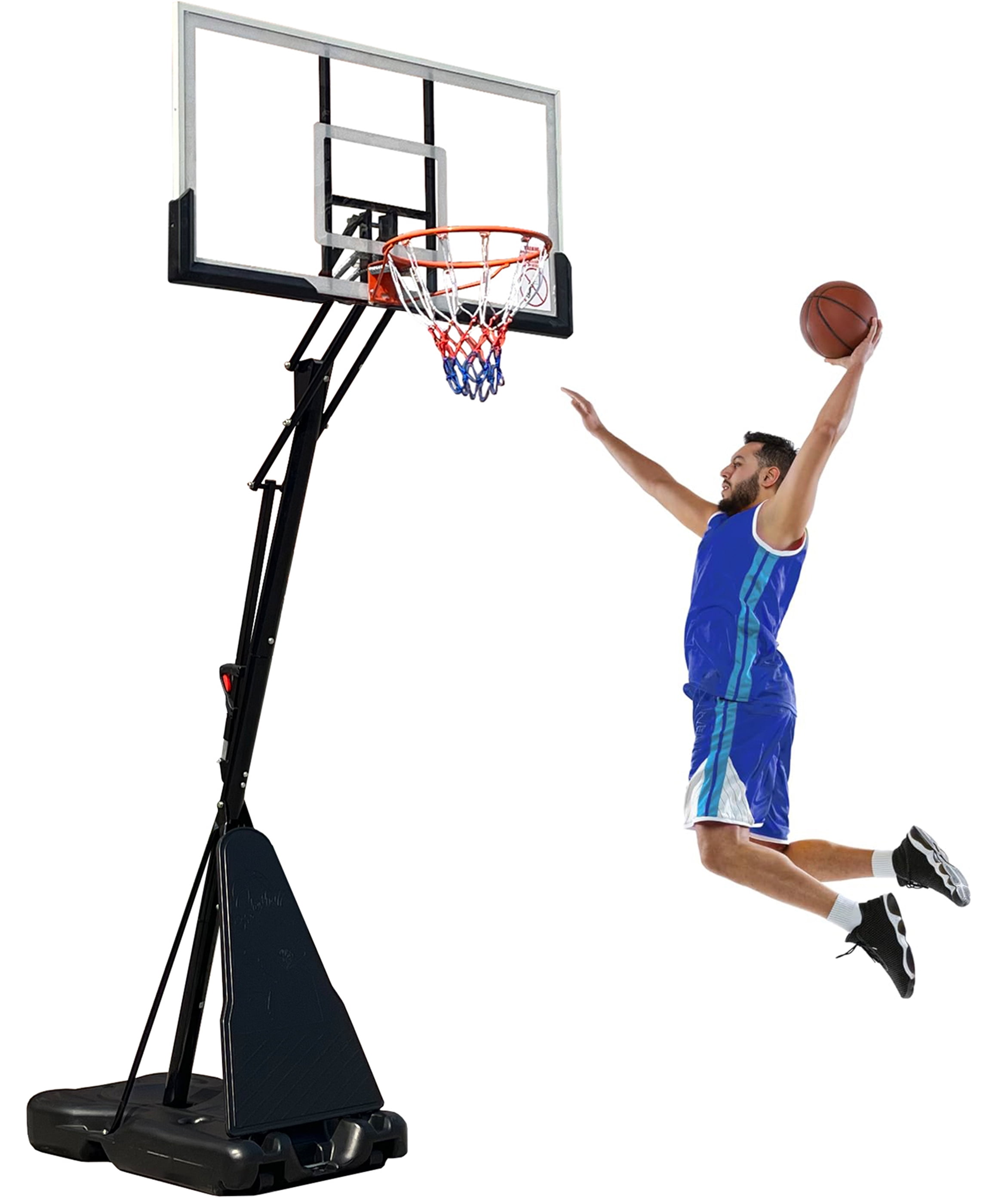 HONGGE 60 in. Portable Basketball Hoop System, 7.5 - 10 ft. Height Adjustable