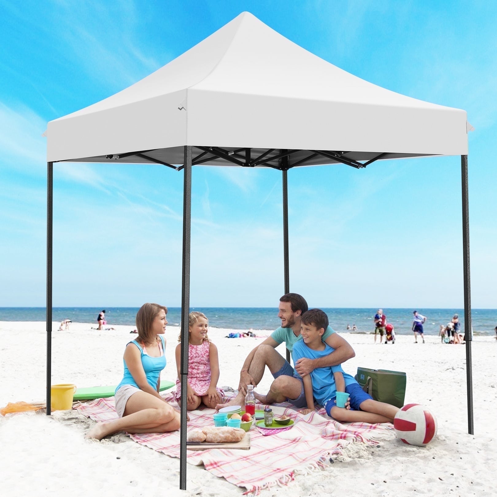 HOTEEL 6.5x6.5 FT Pop up Canopy, Waterproof Commercial Canopy Tent,Outdoor Garden Gazebo, with Carry Bag,White