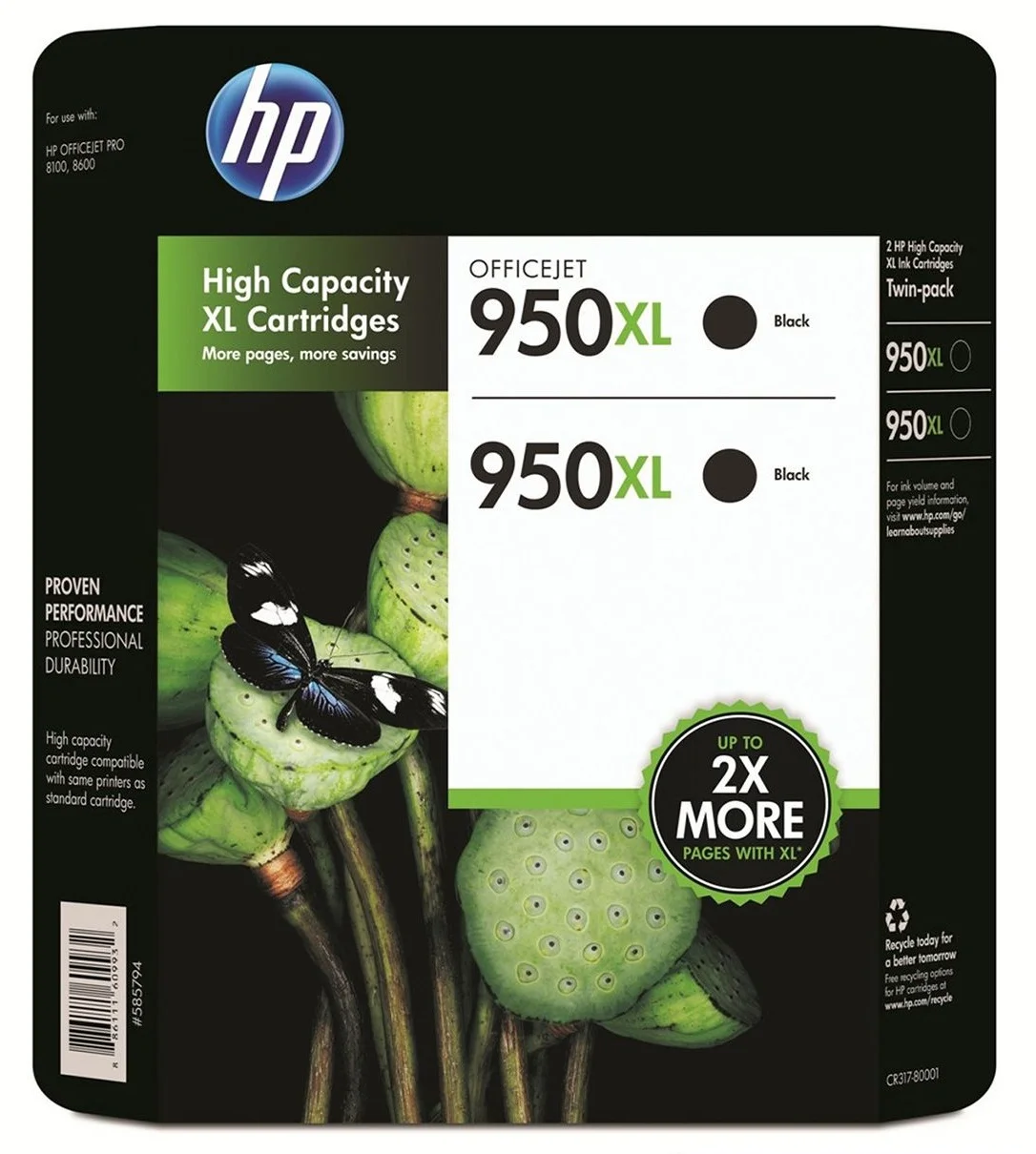 HP CR317BN 950XL ,Black Ink Cartridge, Twin Pack
