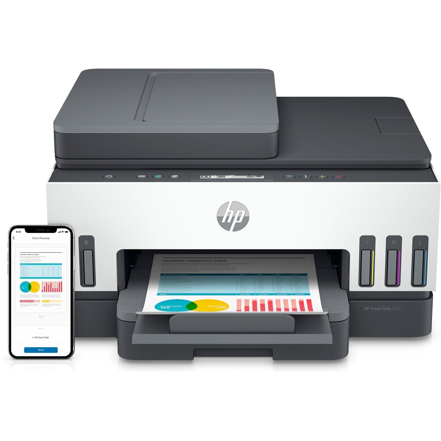 HP Smart Tank 7301 All-in-One InkJet Printer, Color Mobile Print, Scan, Copy,