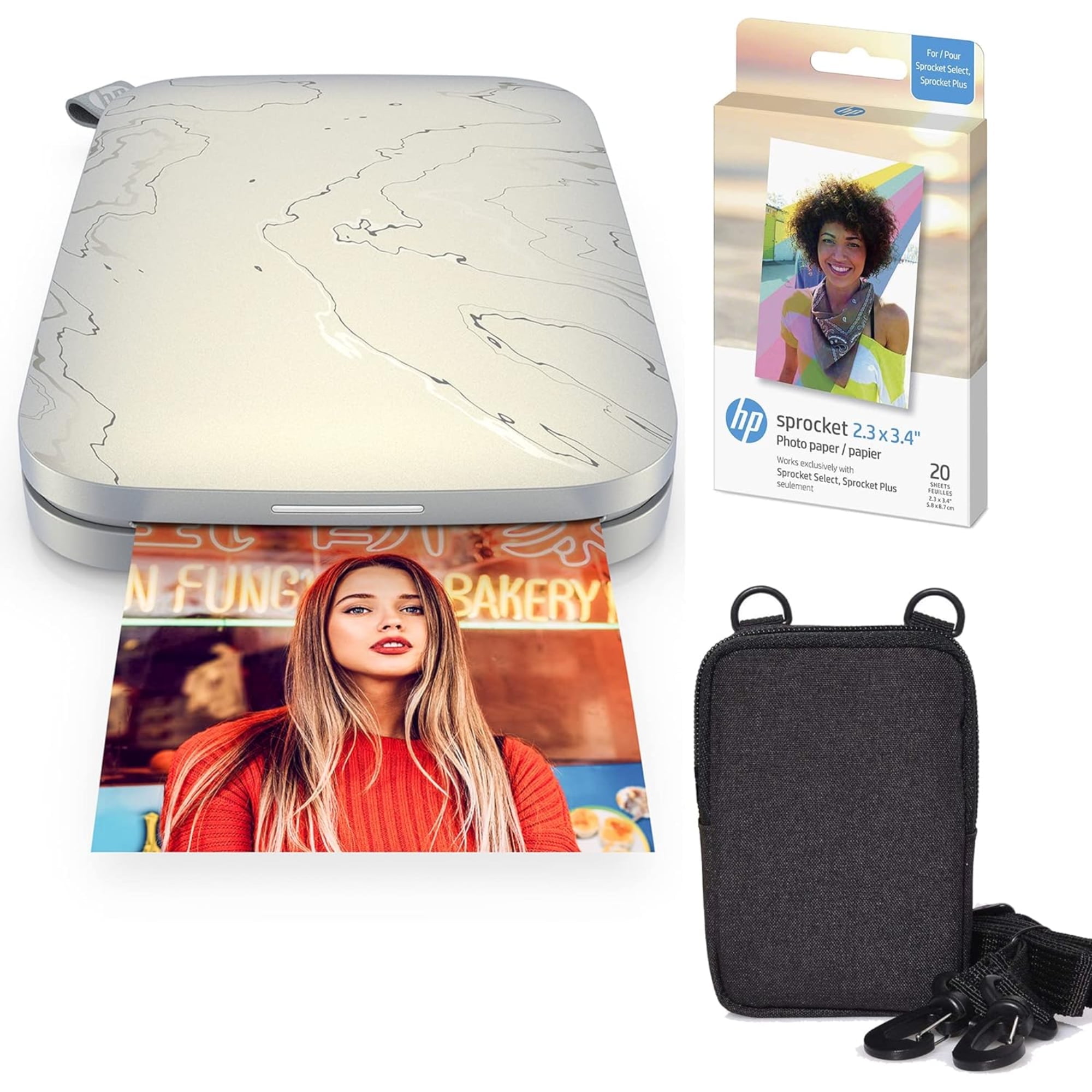 HP Sprocket Select Photo Printer – Zink Technology, Wireless Bluetooth 5.1, 2.3” x 3.4” Prints, Bundle