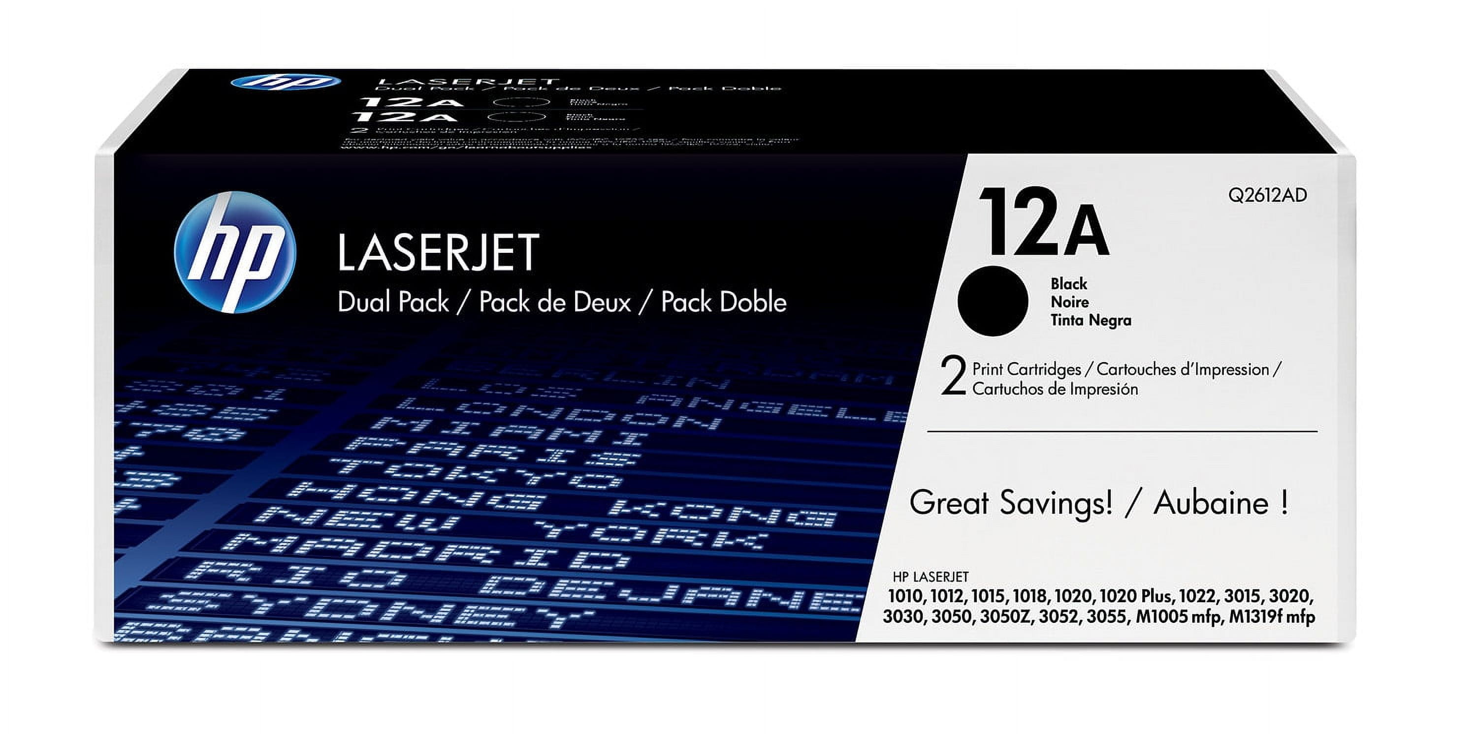 HP 12A 2-pack Black Original LaserJet Toner Cartridges, ~2,000 pages, Q2612D