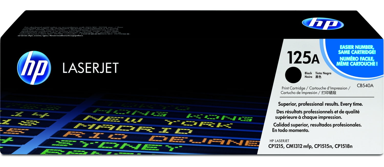 HP 125A Black Original LaserJet Toner Cartridge, ~2,200 pages, CB540A