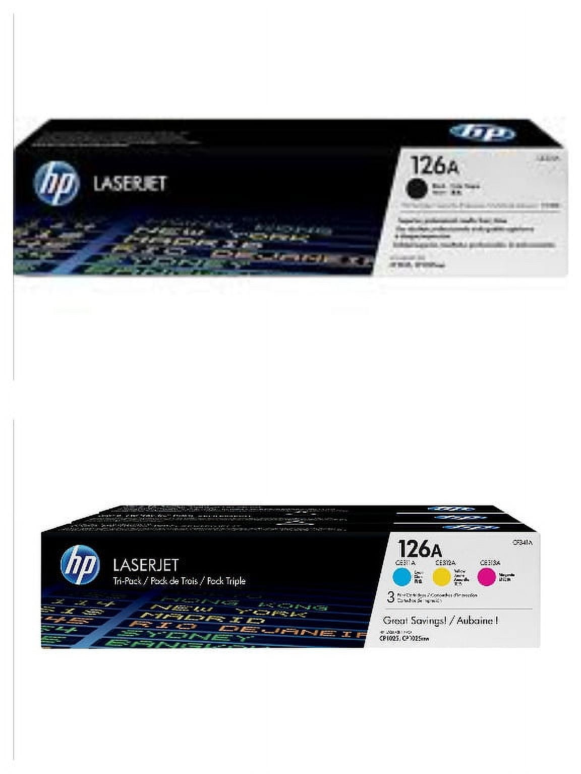 HP 126A (CE310A/CF341A) Black/Tri-Color Printer Cartridges for LaserJet