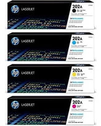 HP 202A (CF500A, CF501A, CF502A, CF503A) Black/Cyan/Magenta/Yellow Original LaserJet Toner Cartridges, 4-Color Set