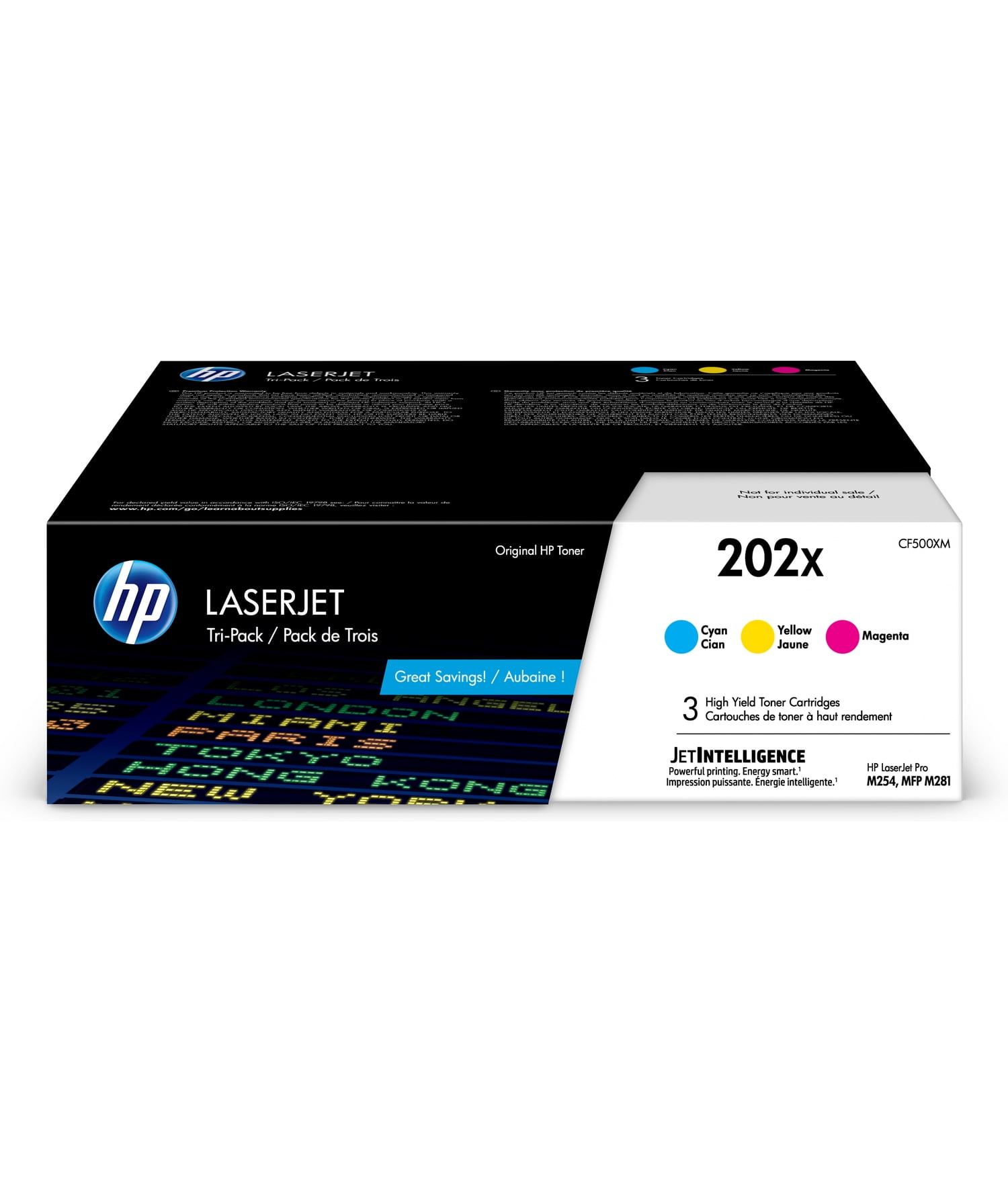 HP 202X 3-pack High Yield Cyan/Magenta/Yellow Original LaserJet Toner