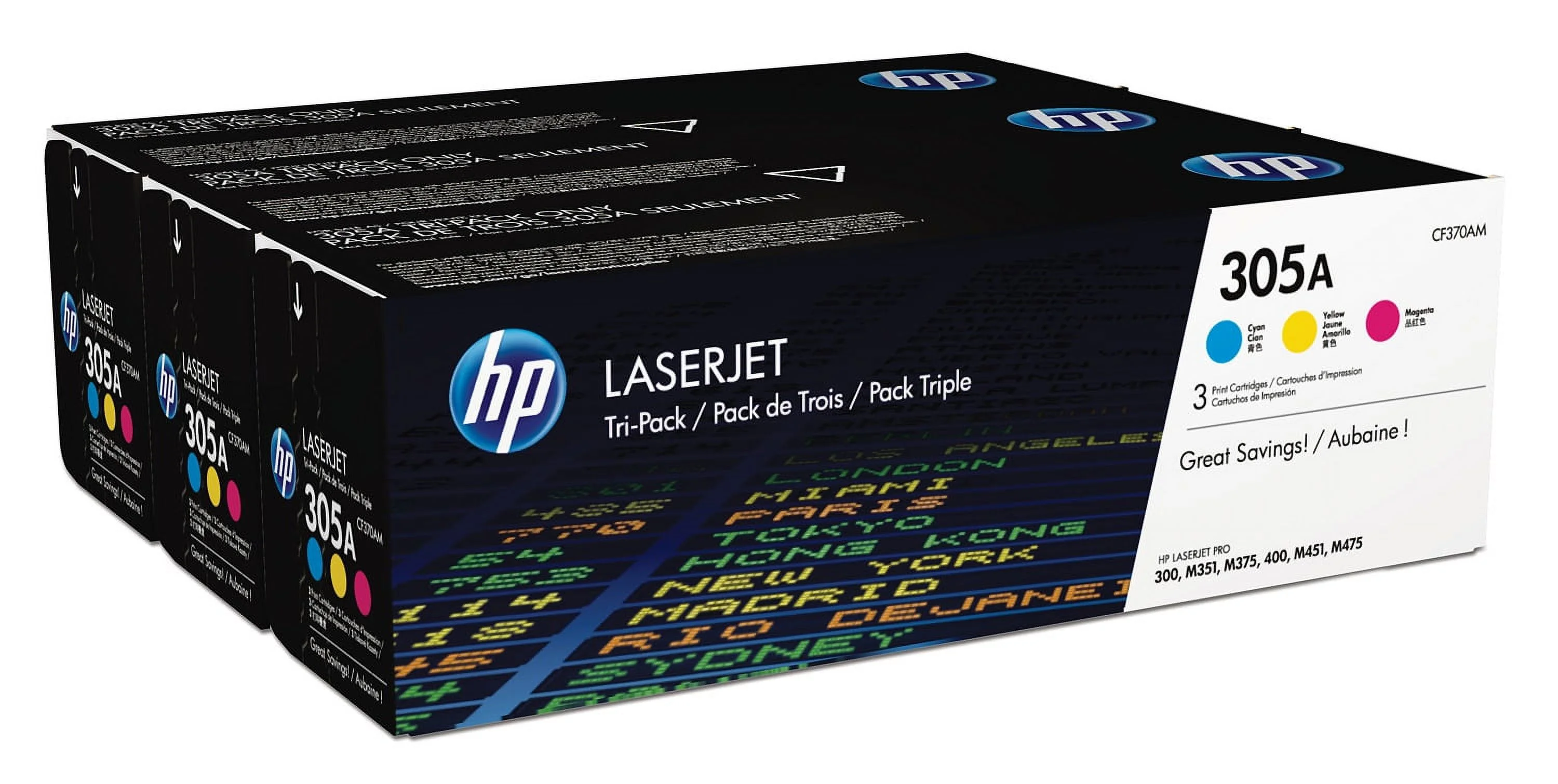 HP 305A 3-pack Cyan/Magenta/Yellow Original LaserJet Toner Cartridges, Per
