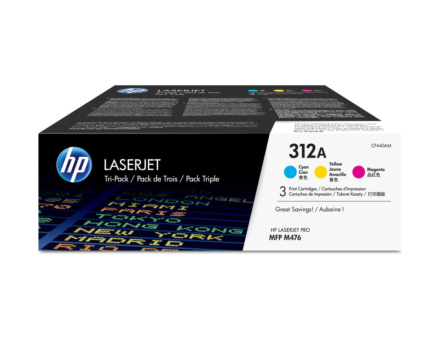 HP 312A Cyan Tri-Pack LaserJet Toner Cartridge, Per cartridge: 2,700 pages,