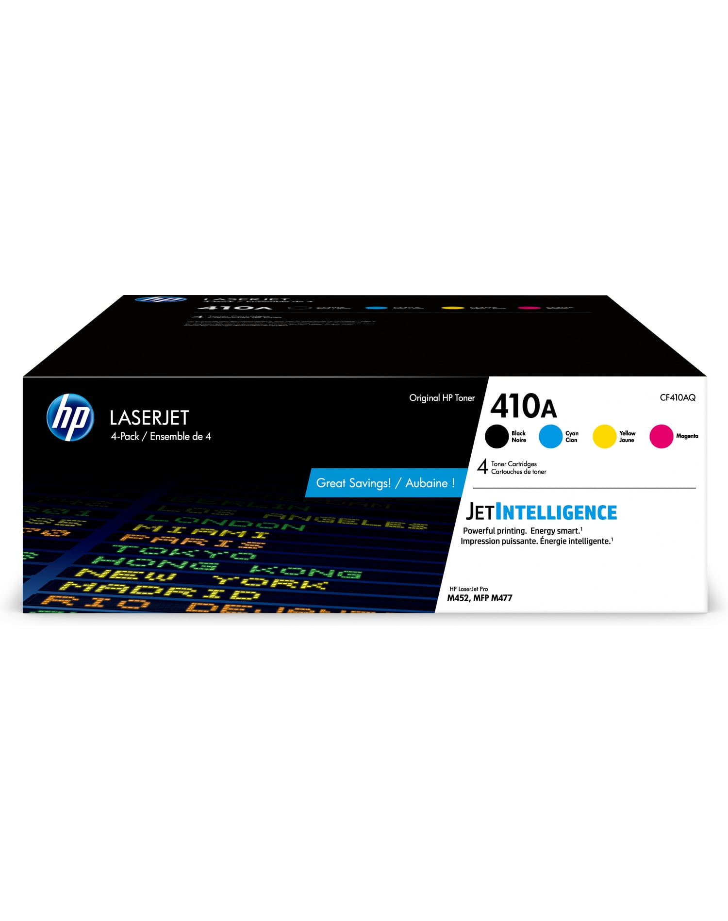 HP 410A 4-pack Black/Cyan/Magenta/Yellow Original LaserJet Toner Cartridges,