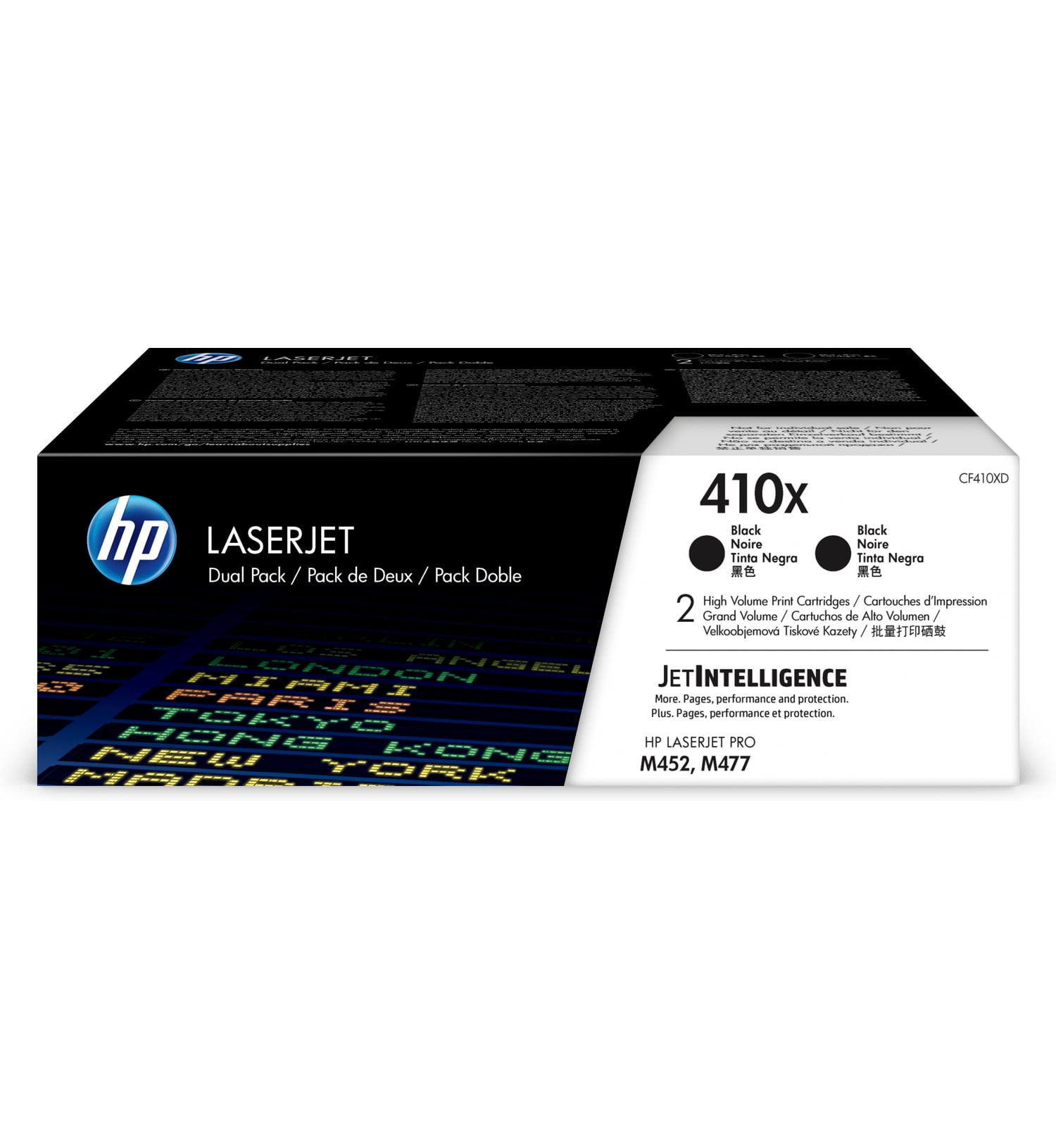 HP 410X 2-pack High Yield Black Original LaserJet Toner Cartridges, Per