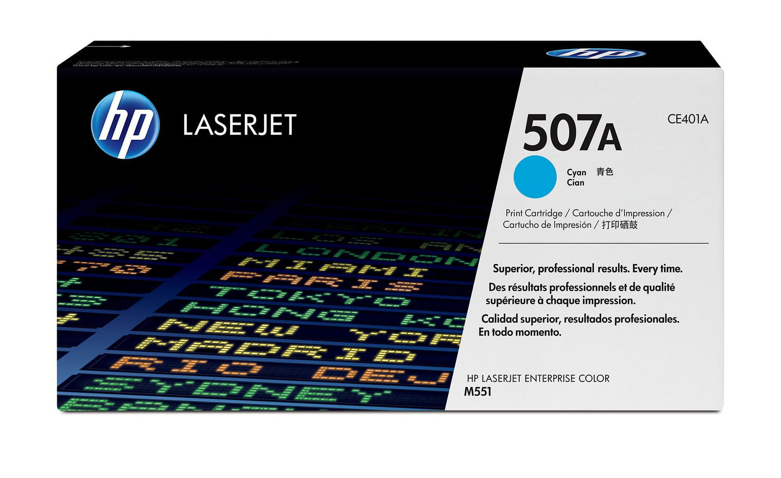 HP 507A Cyan Original LaserJet Toner Cartridge, ~6,000 pages, CE401A