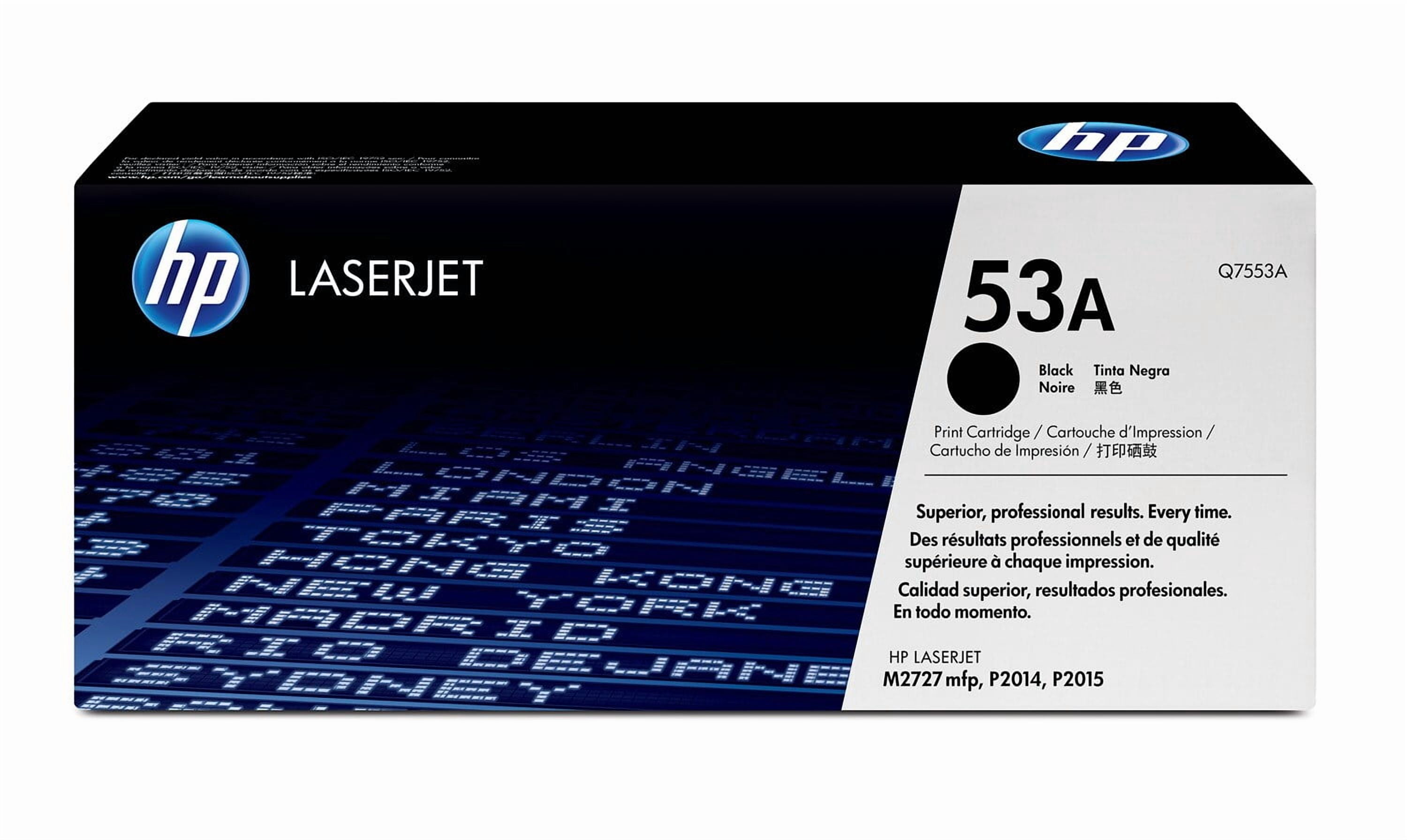 HP 53A Black Original LaserJet Toner Cartridge, ~3,000 pages, Q7553A