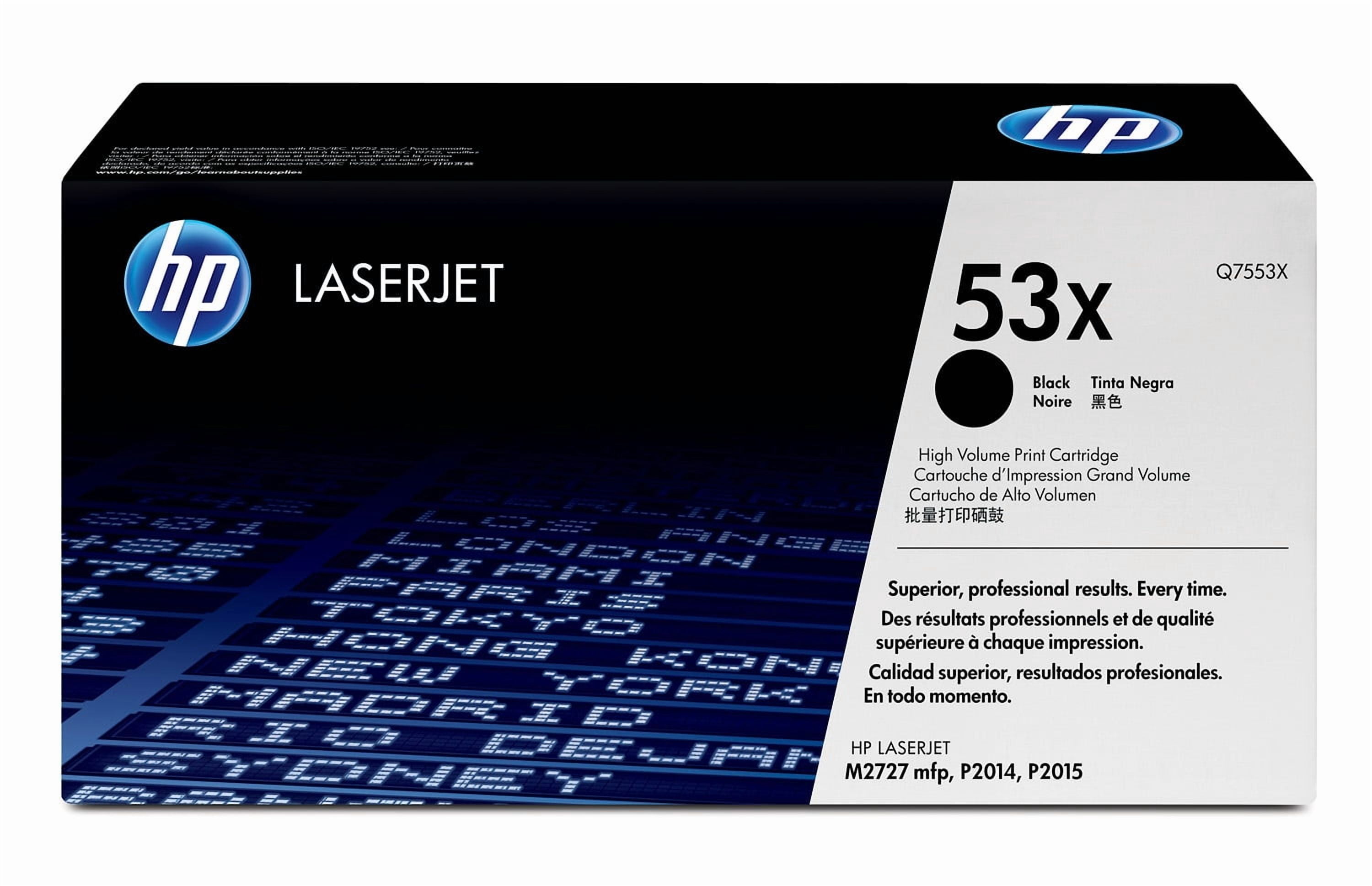 HP 53X High Yield Black Original LaserJet Toner Cartridge, ~7,000 pages, Q7553X