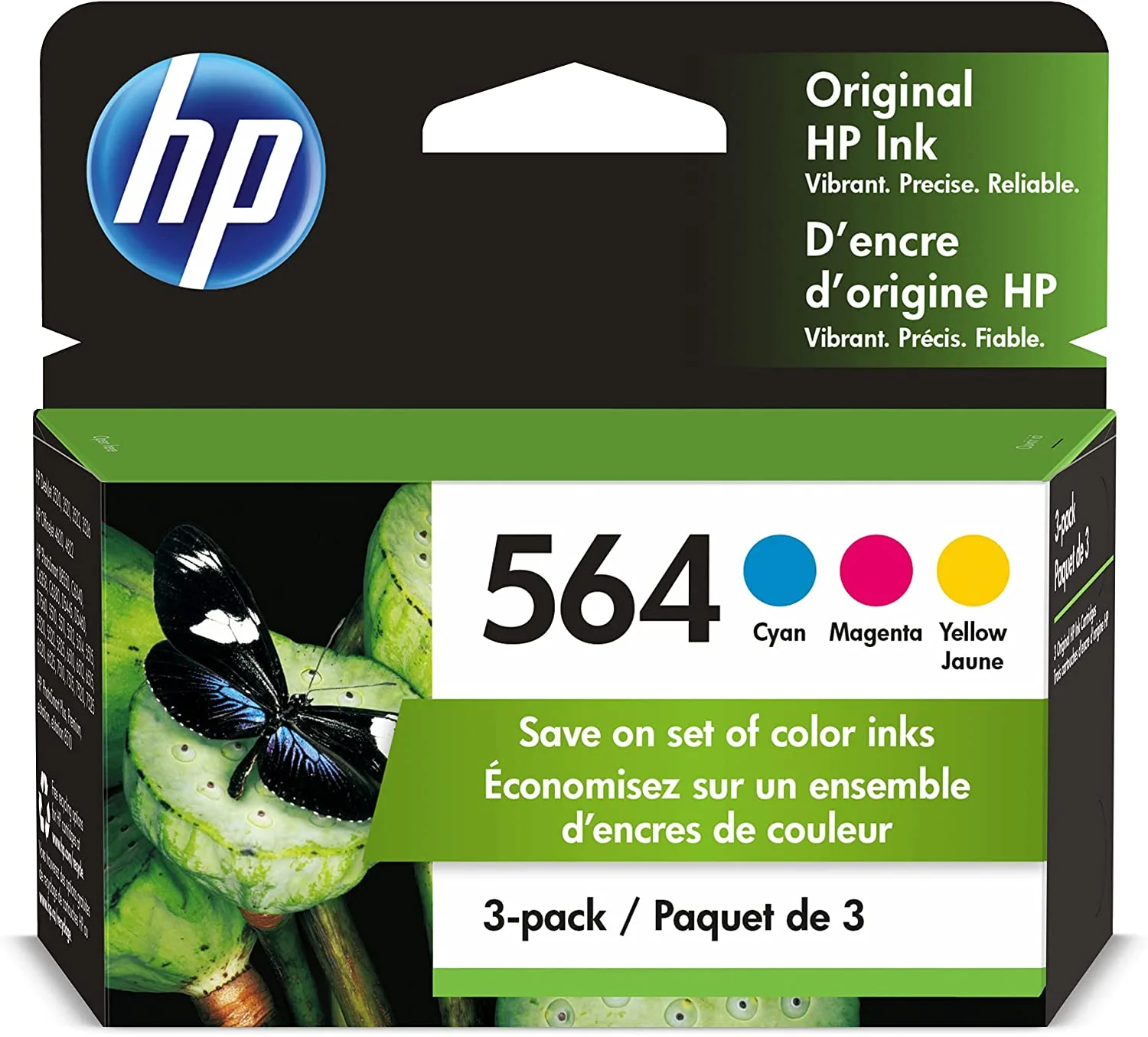 HP 564 Cyan, Magenta, Yellow Color Ink Cartridges (3-Pack) N9H57FN