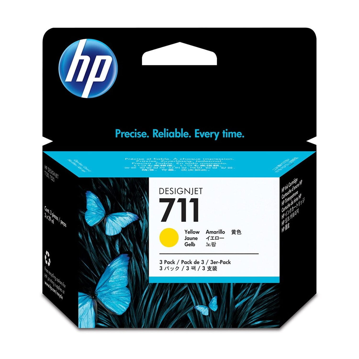 HP 711 3-pack 29-ml Yellow DesignJet Ink Cartridges, CZ136A