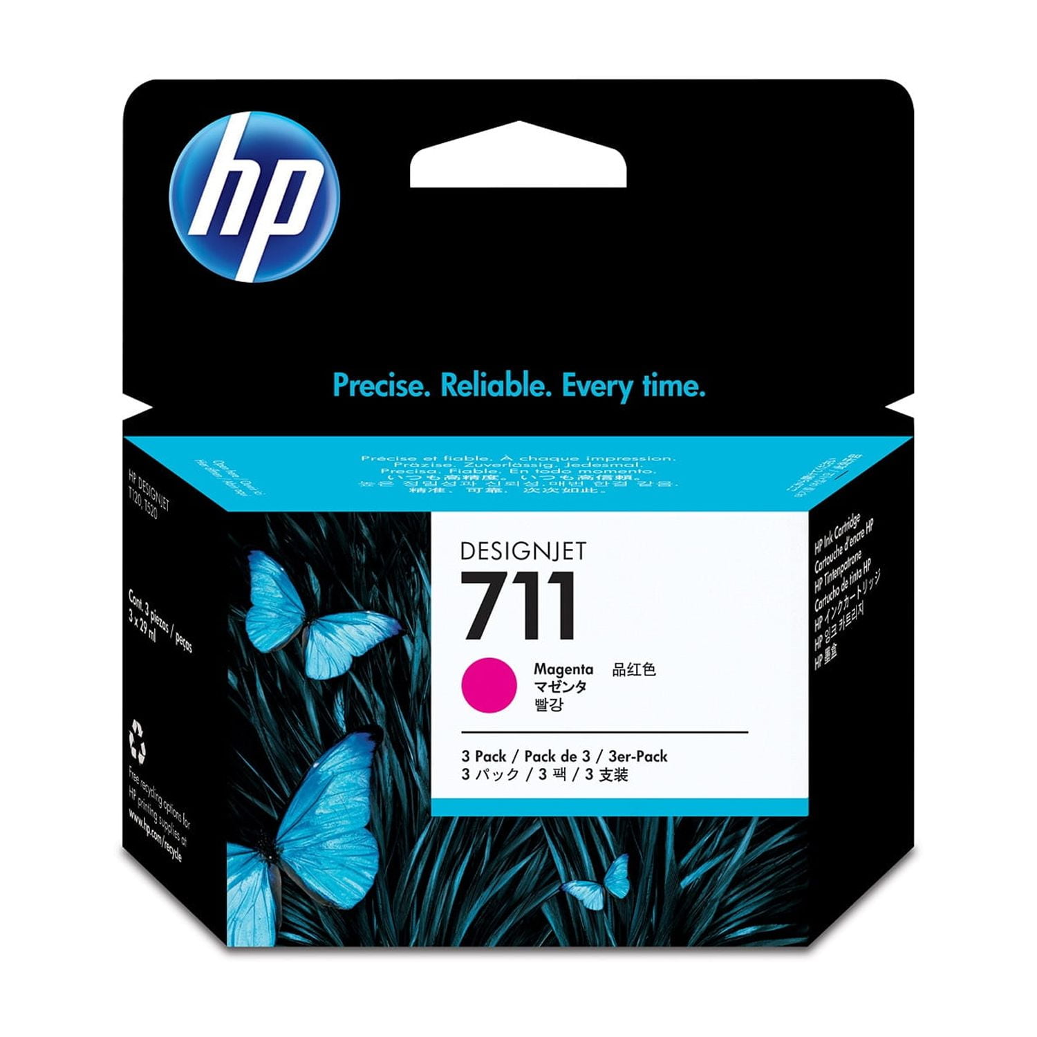 HP 711 3-pack 29-ml Magenta DesignJet Ink Cartridges, CZ135A