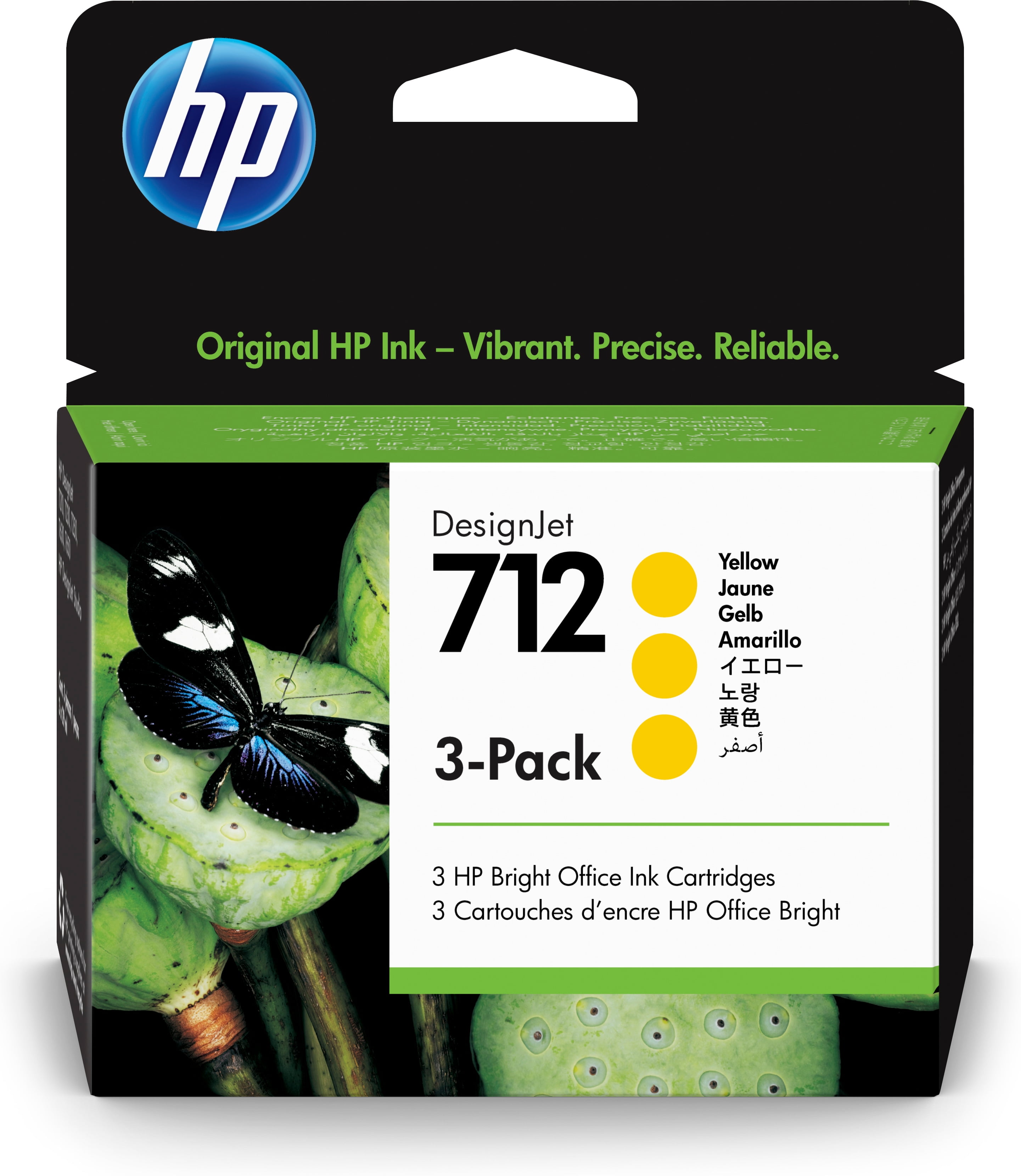 HP 712 3-pack 29-ml Yellow DesignJet Ink Cartridge, 3ED79A