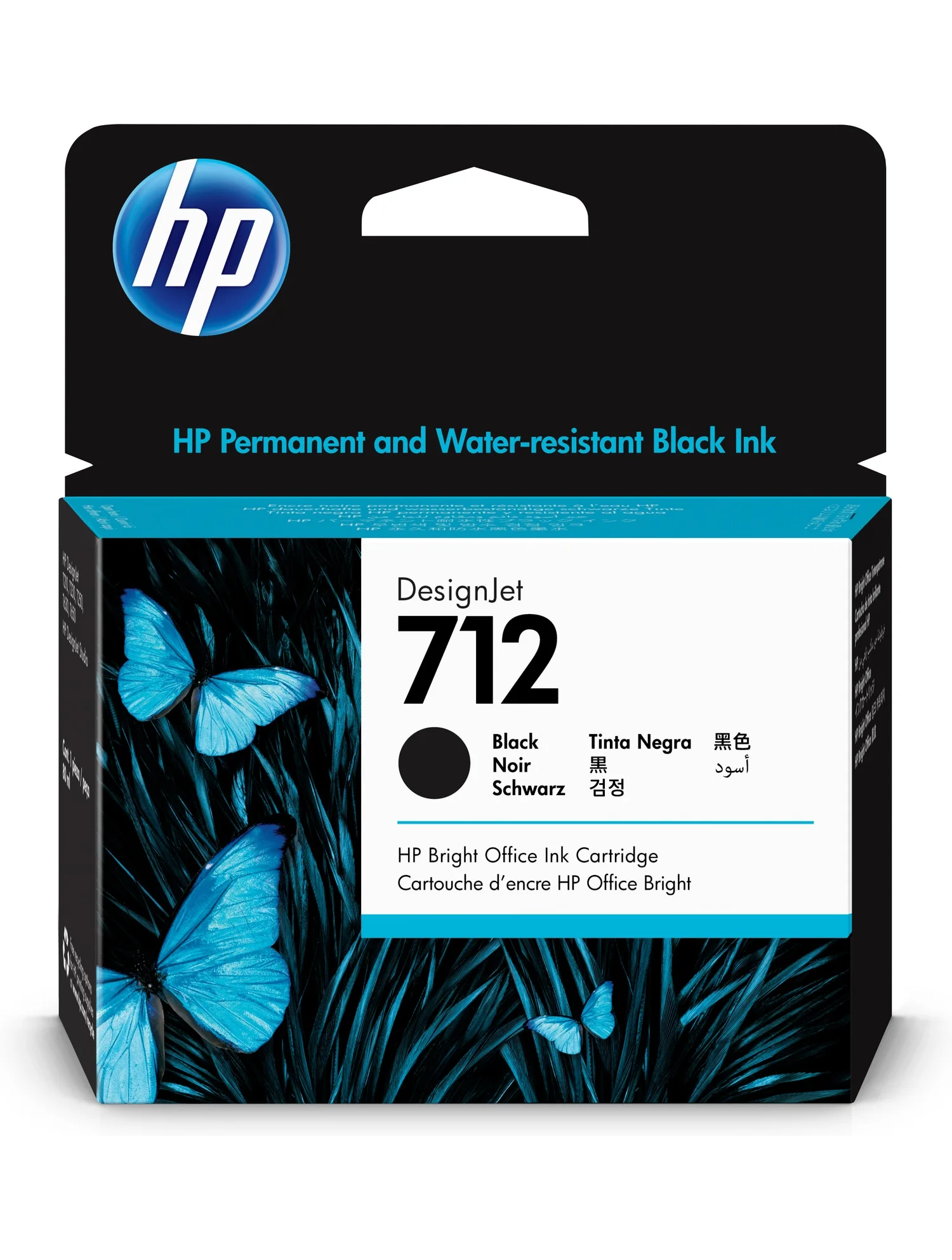 HP 712 80-ml Black DesignJet Ink Cartridge, 3ED71A
