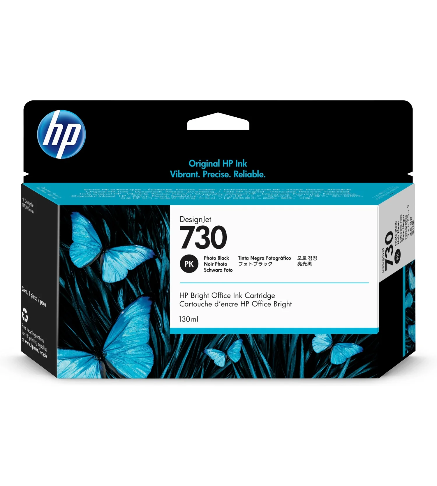 HP 730 130-ml Photo Black DesignJet Ink Cartridge, P2V67A
