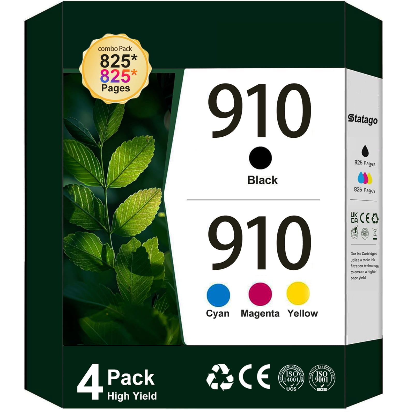 910 Ink Cartridges for HP 910 Ink Cartridge- Black, Cyan, Magenta, Yellow, 4-Pack