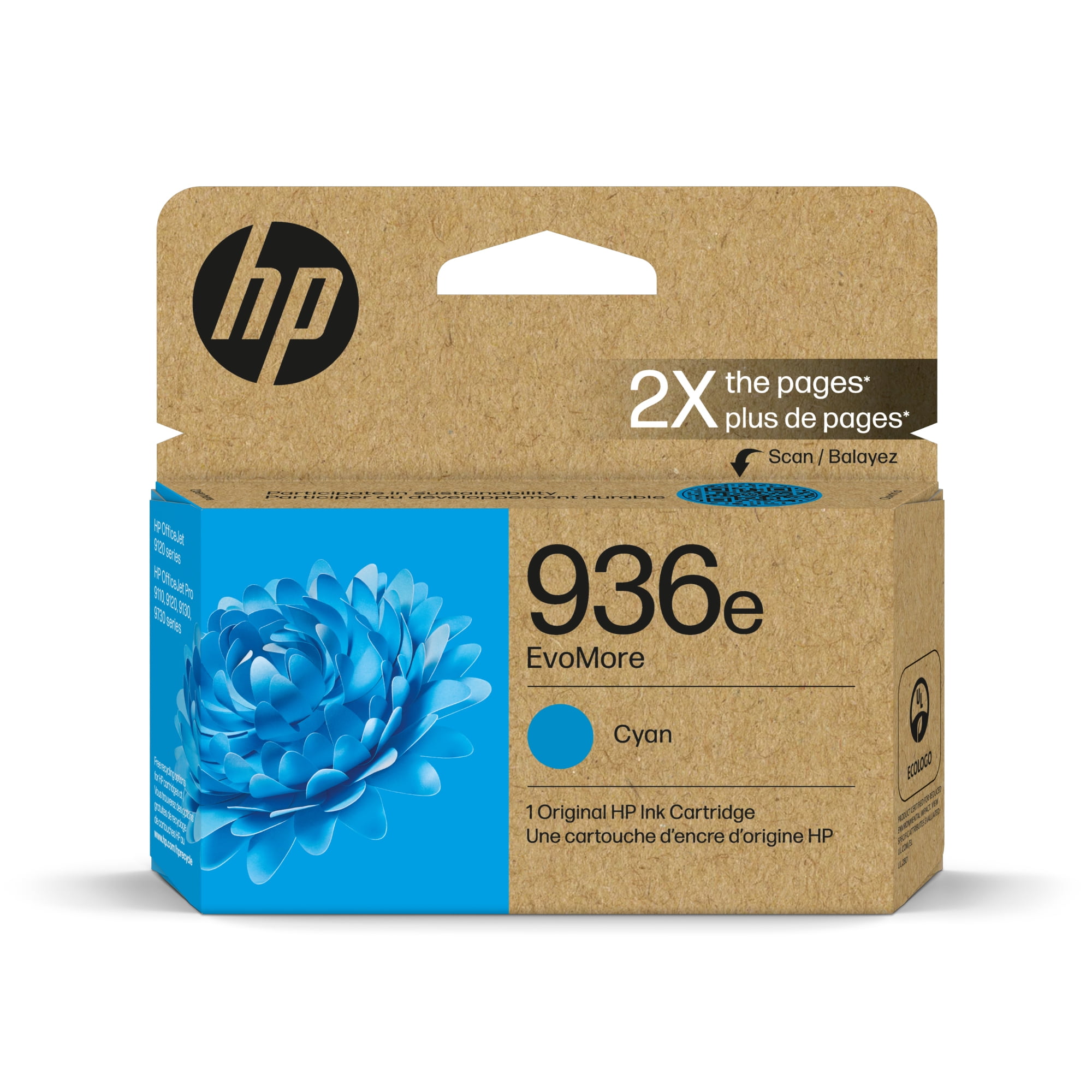 HP 936e EvoMore Cyan Original Ink Cartridge, ~1,650 pages, 4S6V3LN