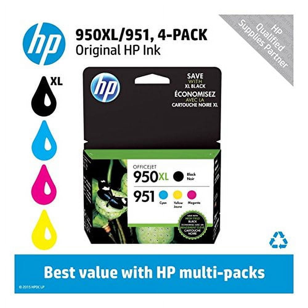 HP 950XL Black/951 Tri-Color (C2P01FN140) Inkjet Cartridge Four Pack