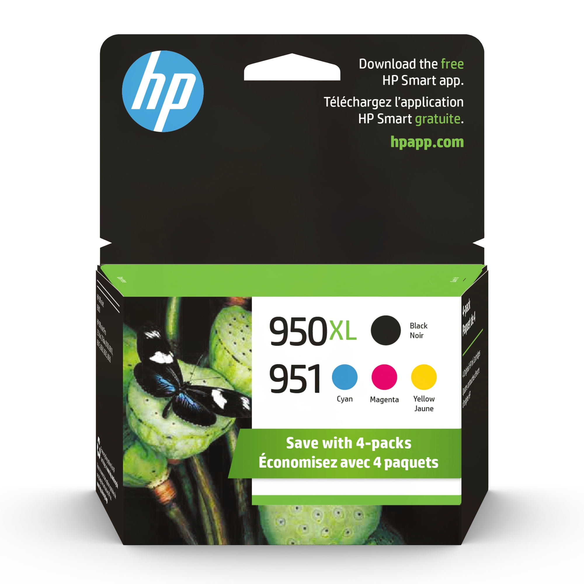HP 950XL High Yield Original Ink Cartridge and 951 Multicolor, 4 Per Pack (C2P01FN)