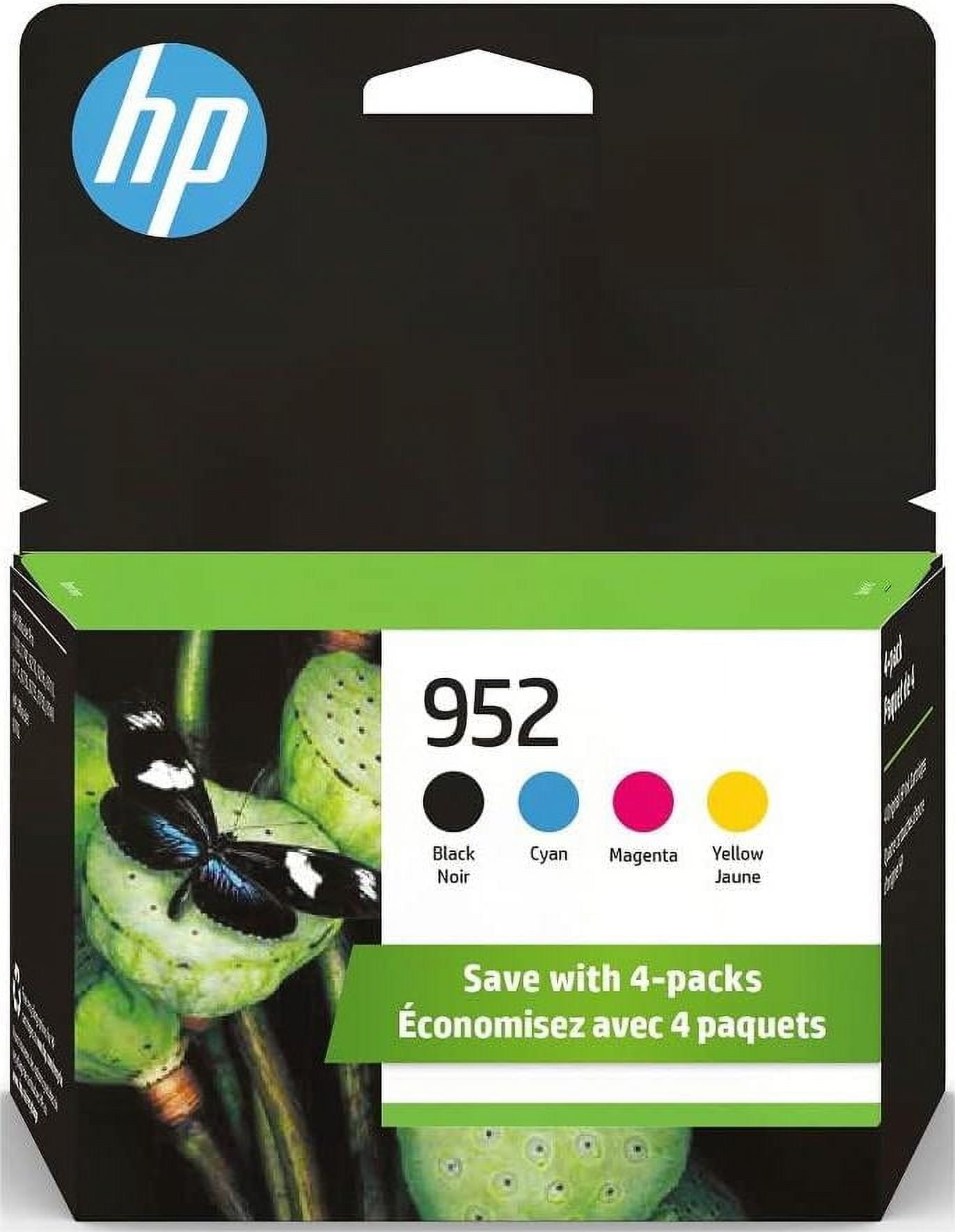 HP 952 Ink Cartridge Standard Cyan, Magenta, Yellow (4 Pack) Combo Pack Original Ink Cartridge(N9K28AN)