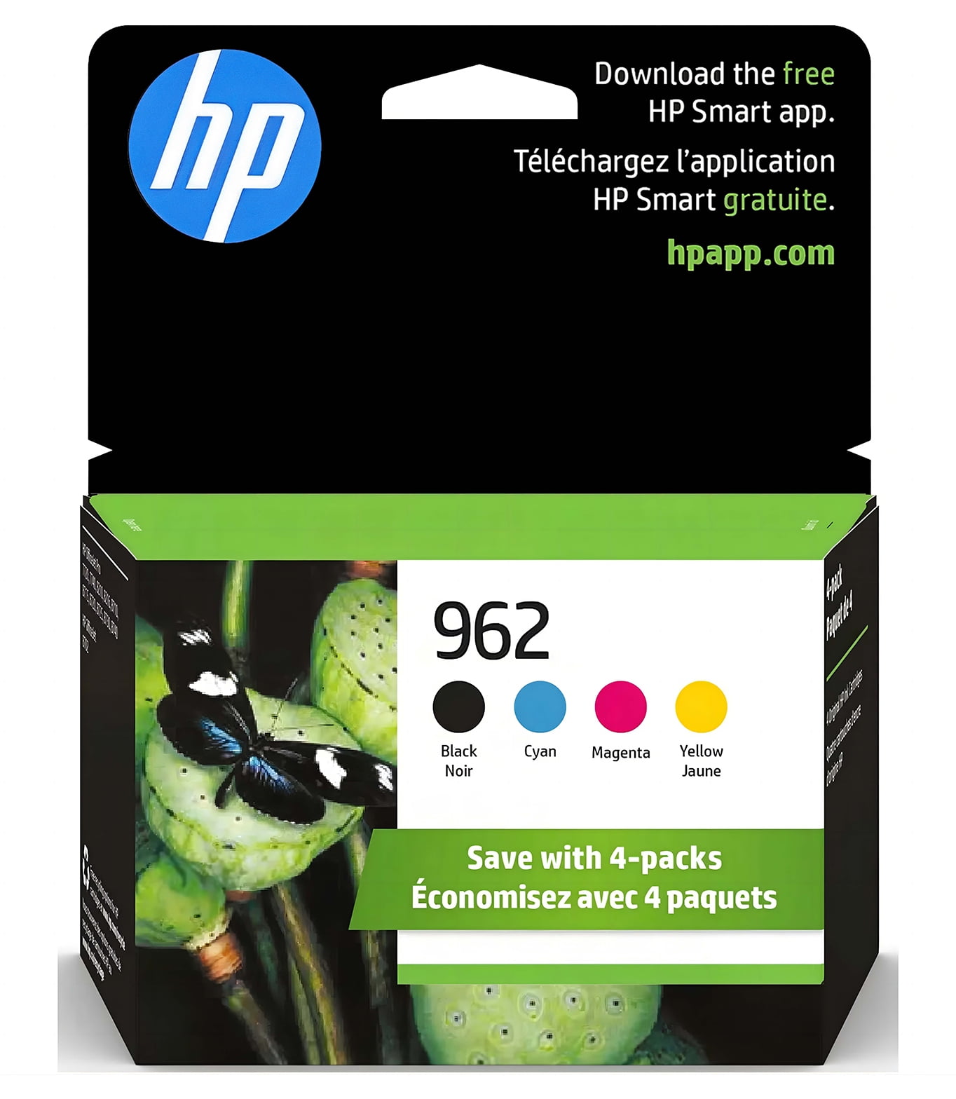 ETOKZT HP 962 Ink Printer Cartridges with Bundle Foil Bags for HP, Black, 4 Pack