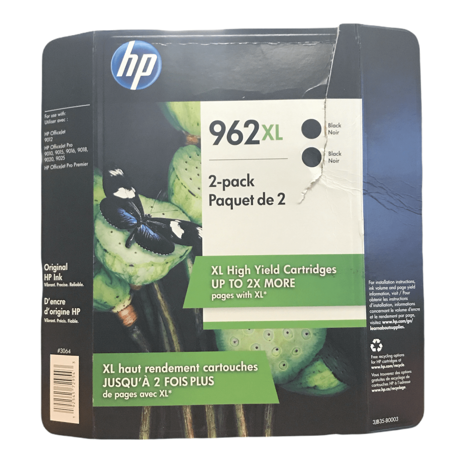 HP 962XL High Yield, Black Original Ink Cartridge, 2 Pack