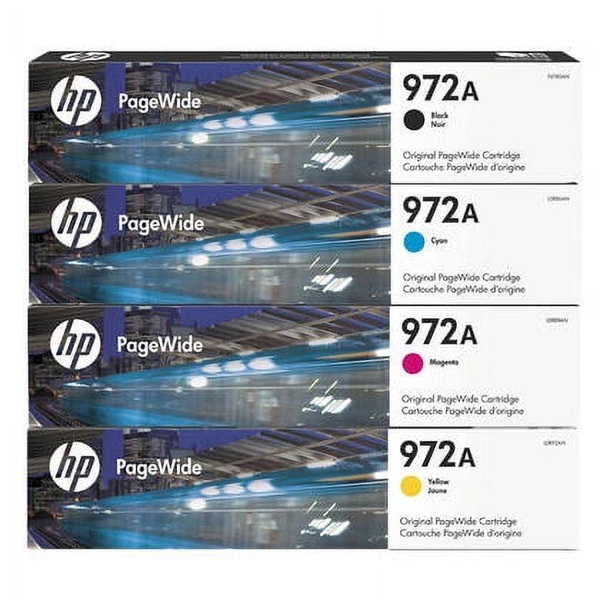 HP 972A Black/Cyan/Magenta/Yellow Pagewide Cartridges, 4-Pack