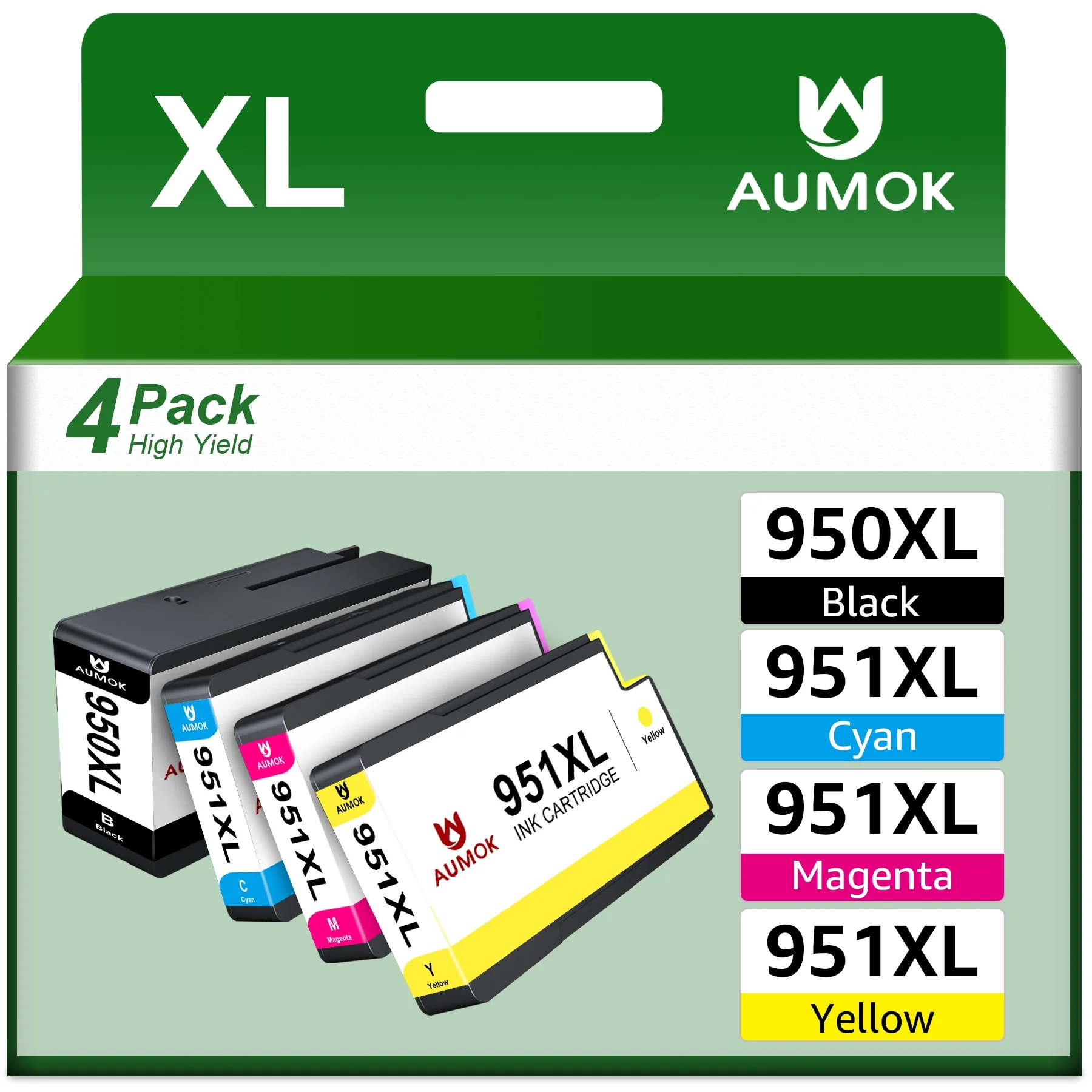 High Yield 950 XL 951XL Ink compatible for HP Ink 950xl 951 Combo Pack for OfficeJet Pro 8600 8610 8620 8100 8630 8660 8640 276DW 251DW Printer (Black, Cyan, Magenta, Yellow), 4 Pack
