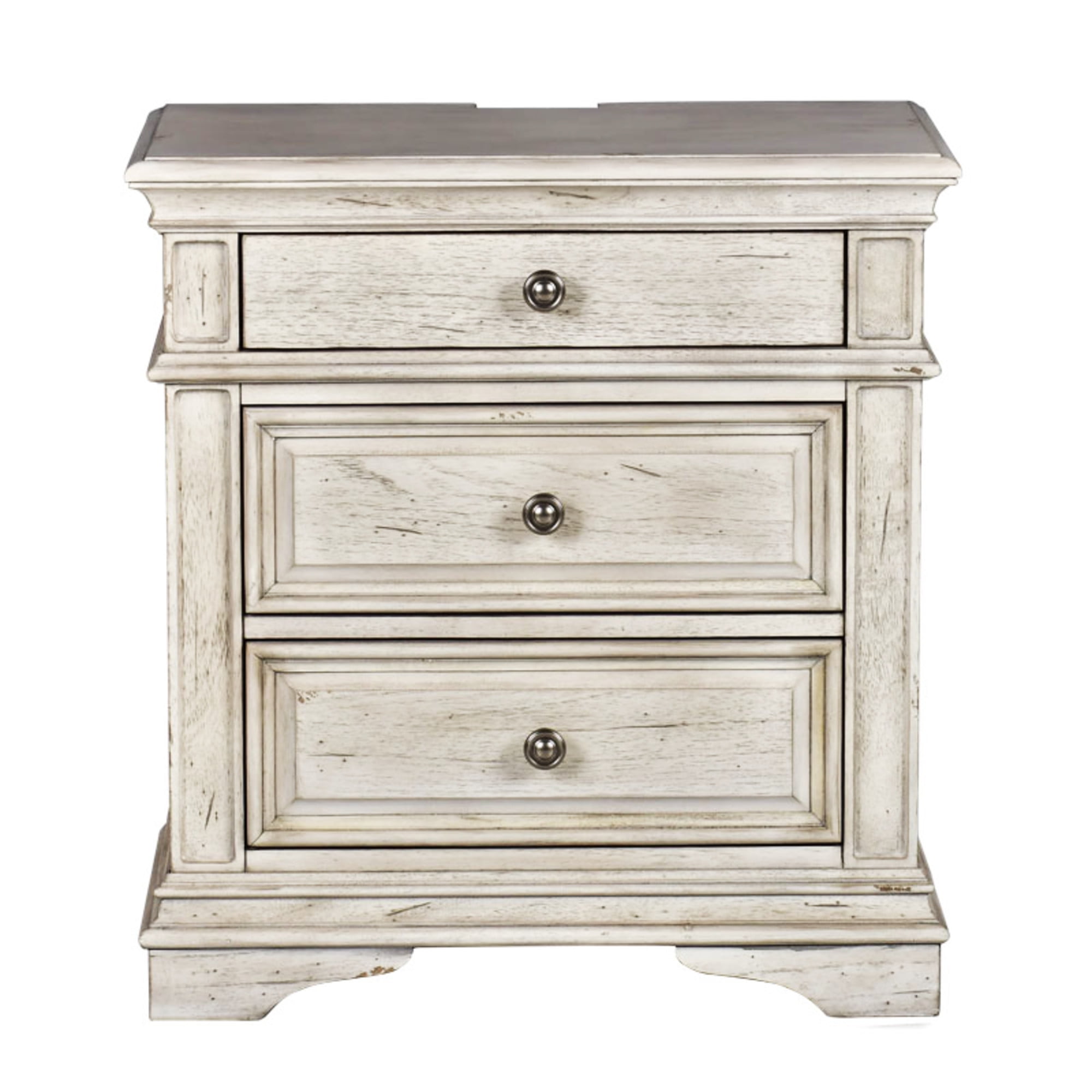 Steve Silver Highland Park Wood 3-drawer Nightstand, Rustic Ivory