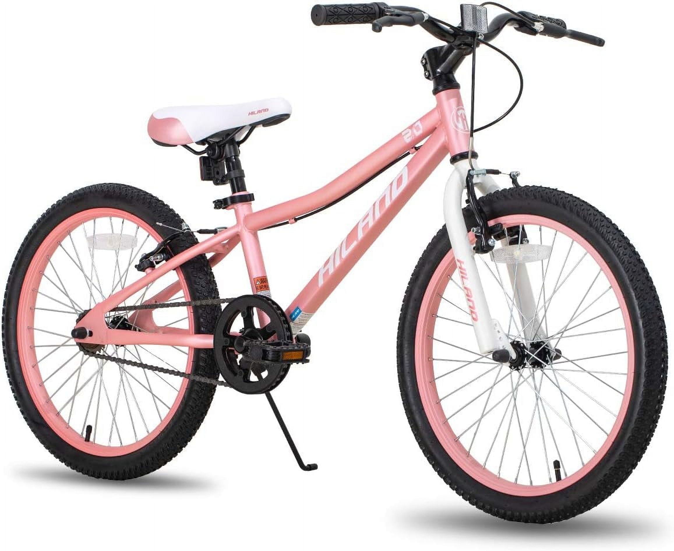 Hiland 20 inch Kids Mountain Bike for Girls Boys with Dual Handbrakes Kickstand, Pink