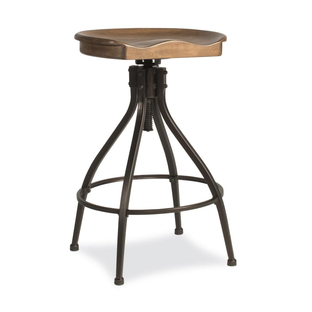Hillsdale Worland 30" Metal Farmhouse Adjustable Stool in Brown