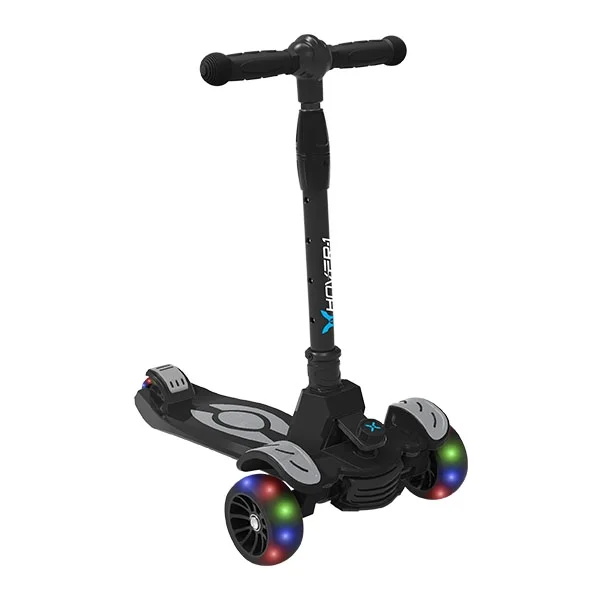Hover-1 KidsGear Vivid Folding Kick Scooter, LED Lights, 3 Wheels, Black