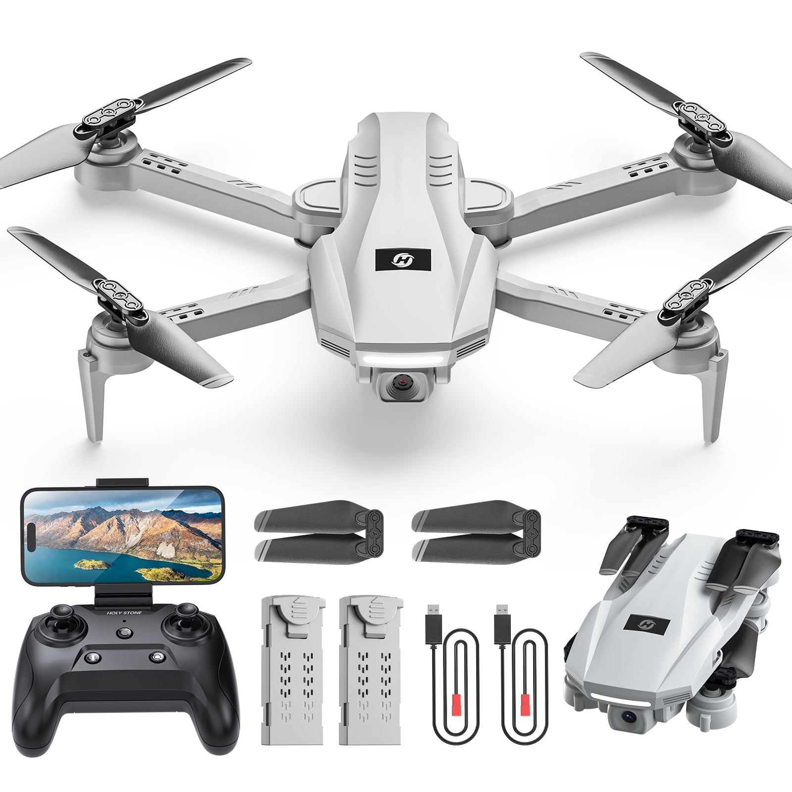 Holy Stone HS130 FPV Drone with 1080P HD Camera for Adults and Kids, Altitude Hold, 2 Batteries, Gray