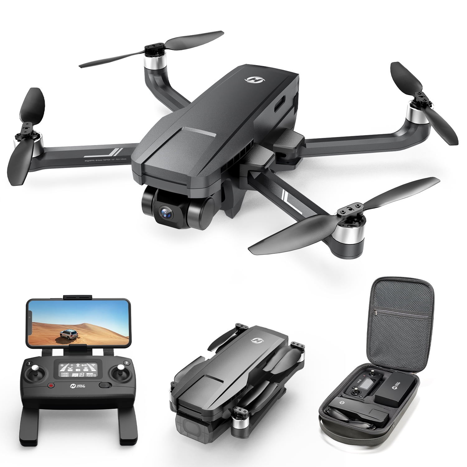Holy Stone HS720G 2-Axis Gimbal Drones with 4K EIS Camera, 2 Batteries 52-Min Flight Time, Brushless Motors, GPS Auto Return, Video Transmission, Mini Foldable Drone for Beginners Adults