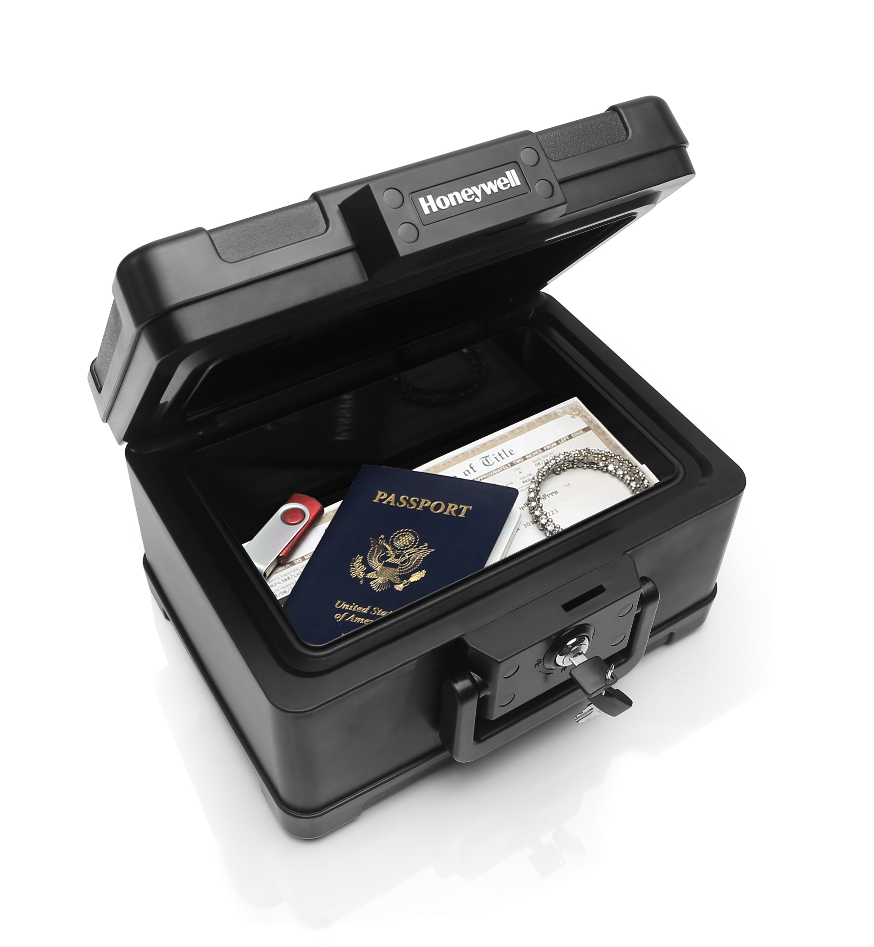 Honeywell Safes, 0.15 Cu ft, Waterproof 30 Minute ETL Fire Safe Letter Key Chest Handle, 1502