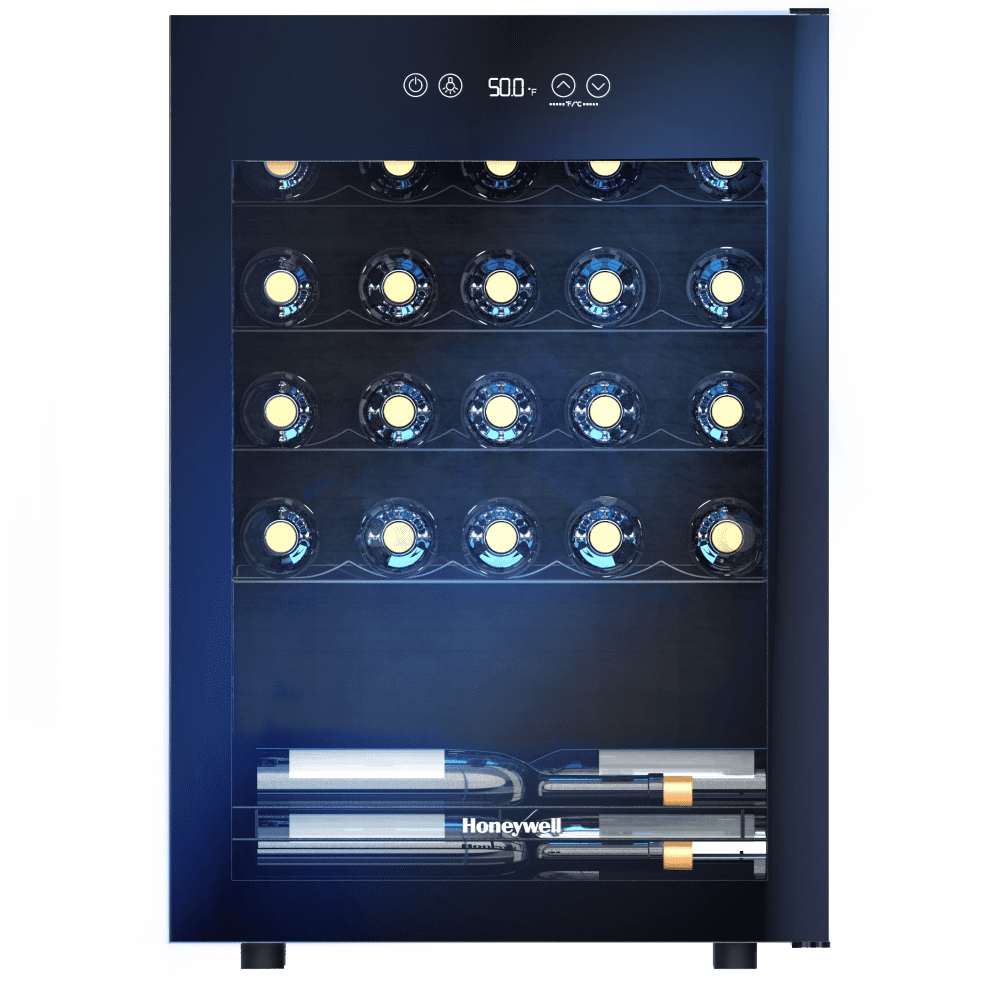 Honeywell 18.9 in. 24-Bottle Wine Cooler and 24-Can Beverage Cooler in Black with Digital Thermostat
