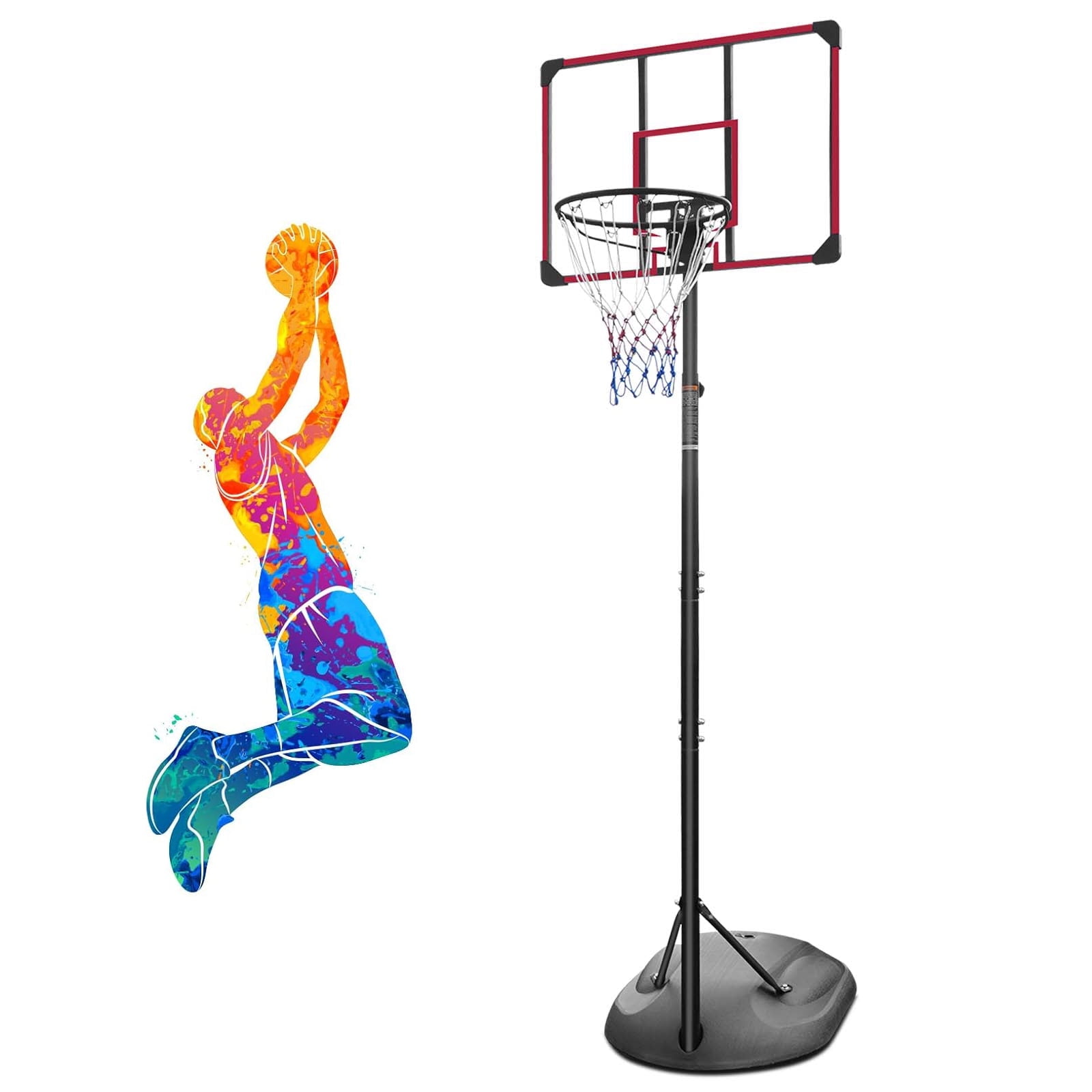 HooKung Portable Basketball Hoops & Goals 32'' Backboard Basketball System Height Adjustable 7.5-9.2ft for Adult Teenagers Indoor Outdoor Use