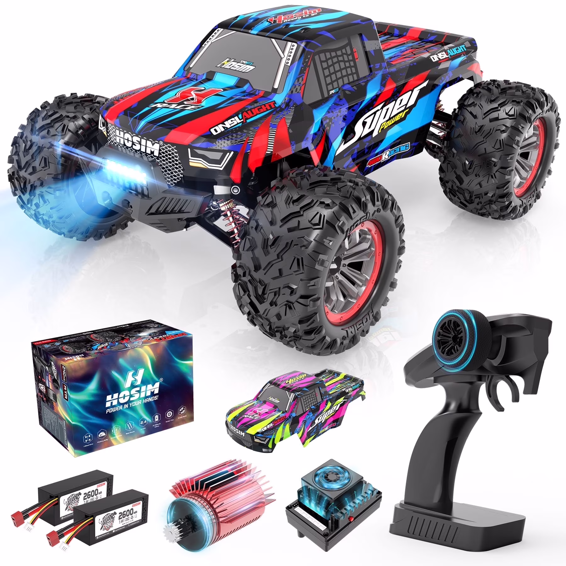 Hosim Brushless RC Cars 1:10 Remote Control Car X-08 RC Monster Trucks Buggy Crawler 4WD Off Road High Speed 40+MPH