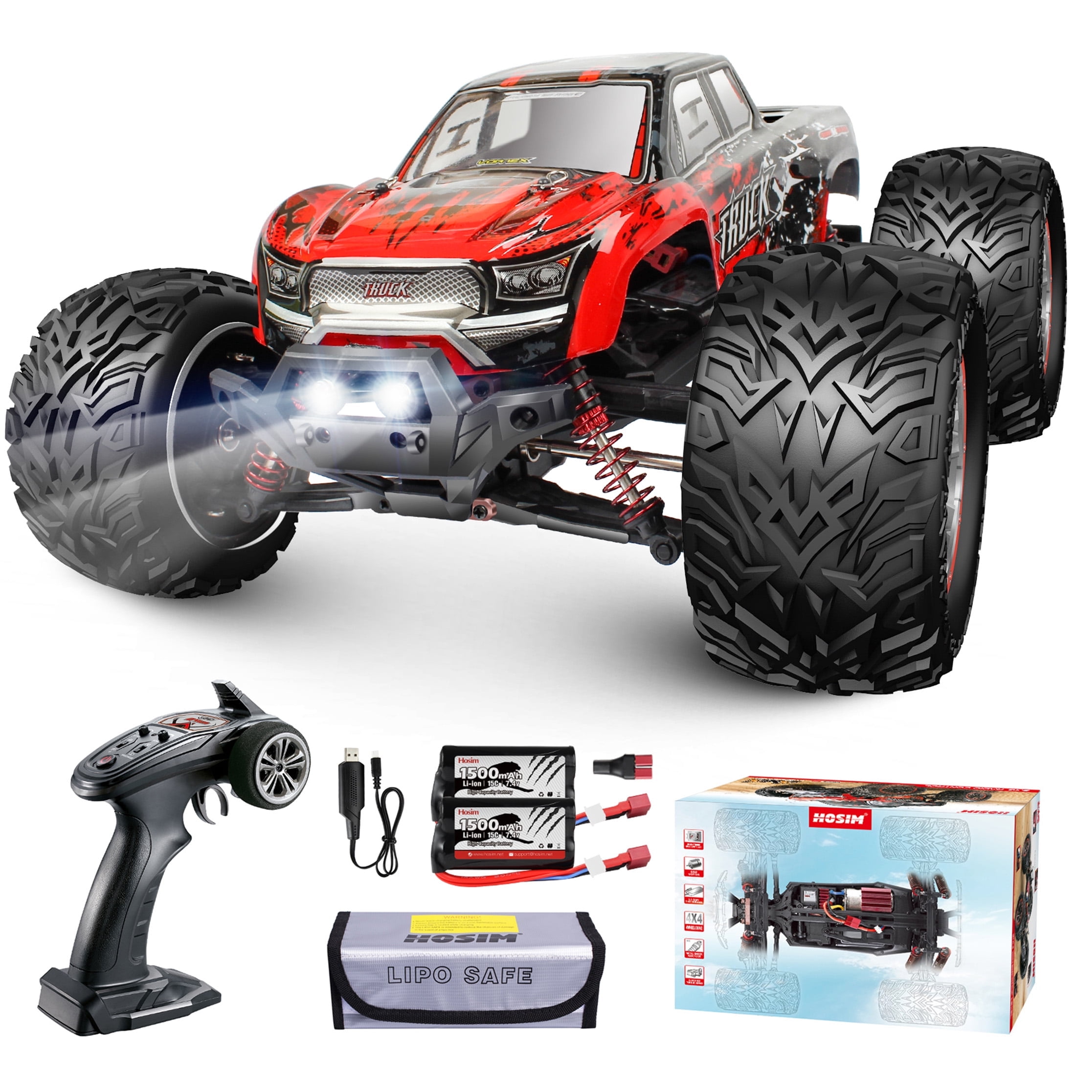 Hosim RC Cars 1:12 Scale 46+ km/h High Speed ,Remote Control Cars 4WD 2.4GHz Off Road RC Monster Trucks for Adults Kid，Electric Power Radio Control Cars Gift for Children 9155